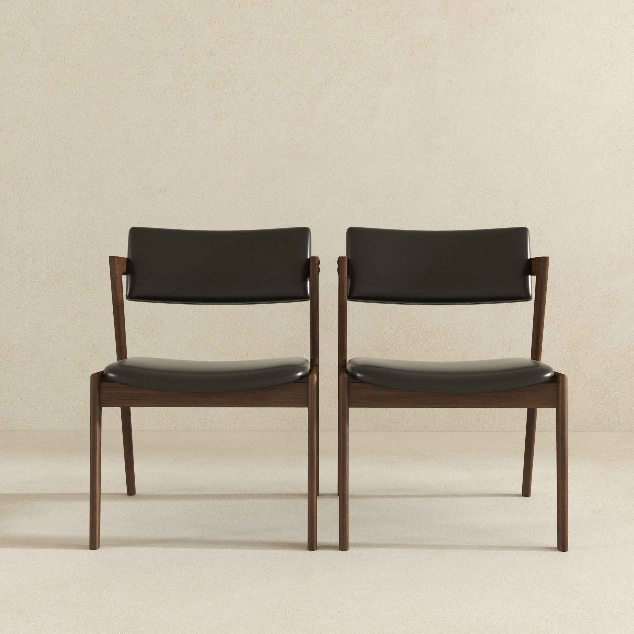 Edwin Mid Century Modern Black Vegan Leather Dining Chair (Set Of 2) - Image 7