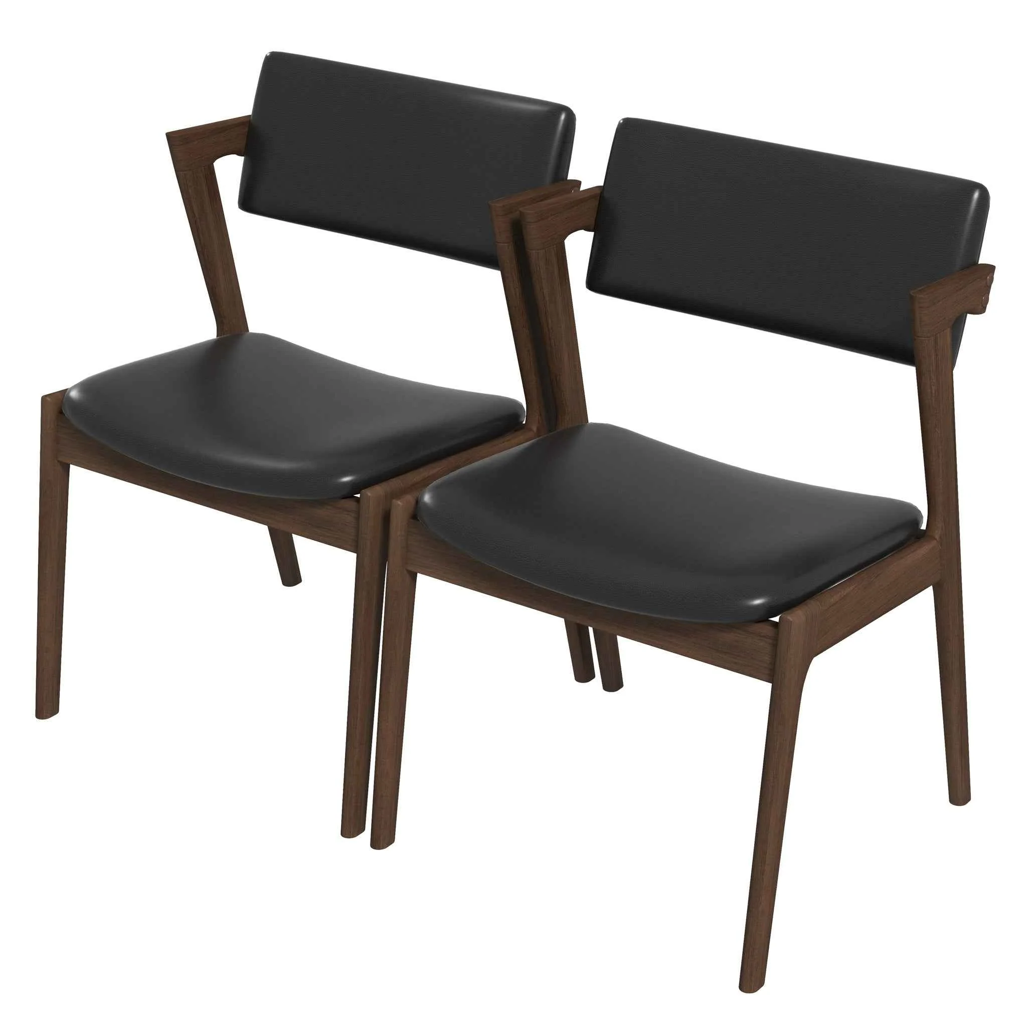 Edwin Mid Century Modern Black Vegan Leather Dining Chair (Set Of 2) - Image 8