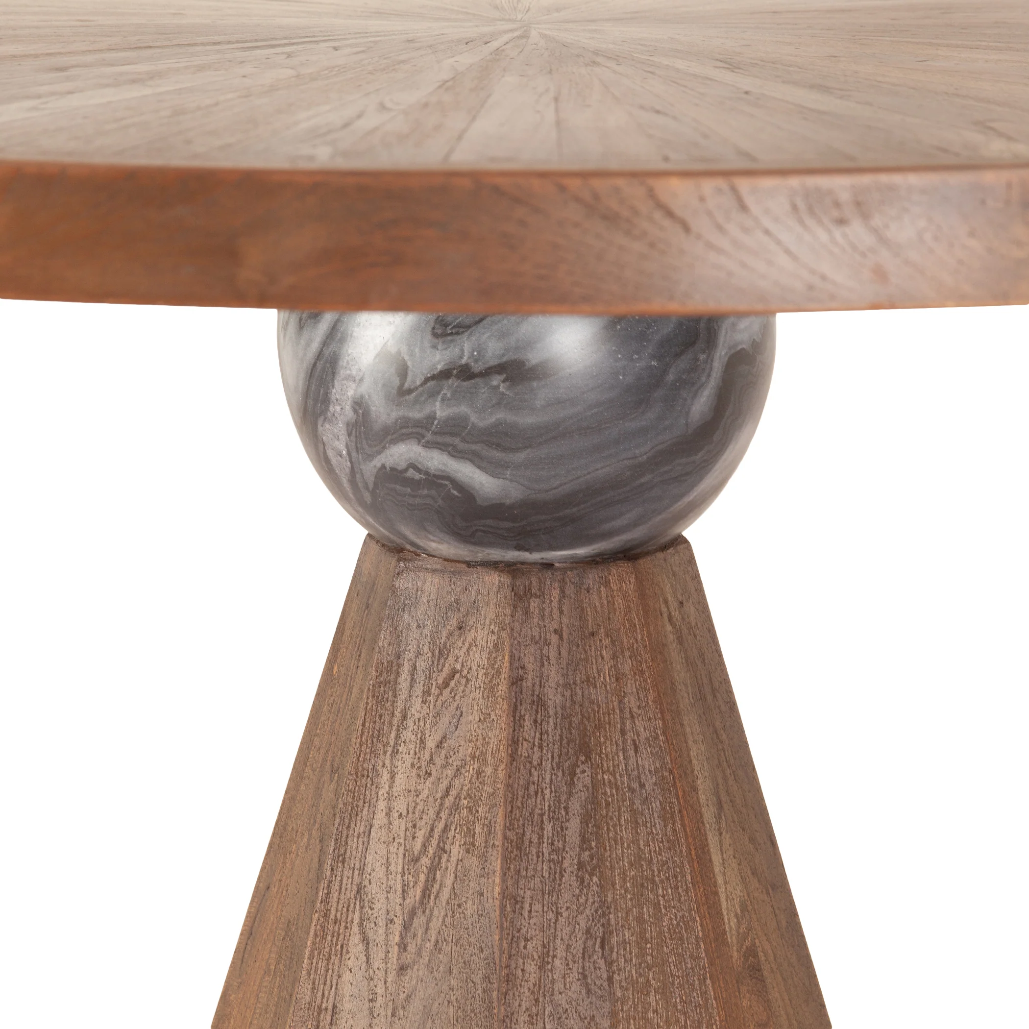 Eiffel 48" Gathering Table in Antique Teakwood and Marble Round - Image 2