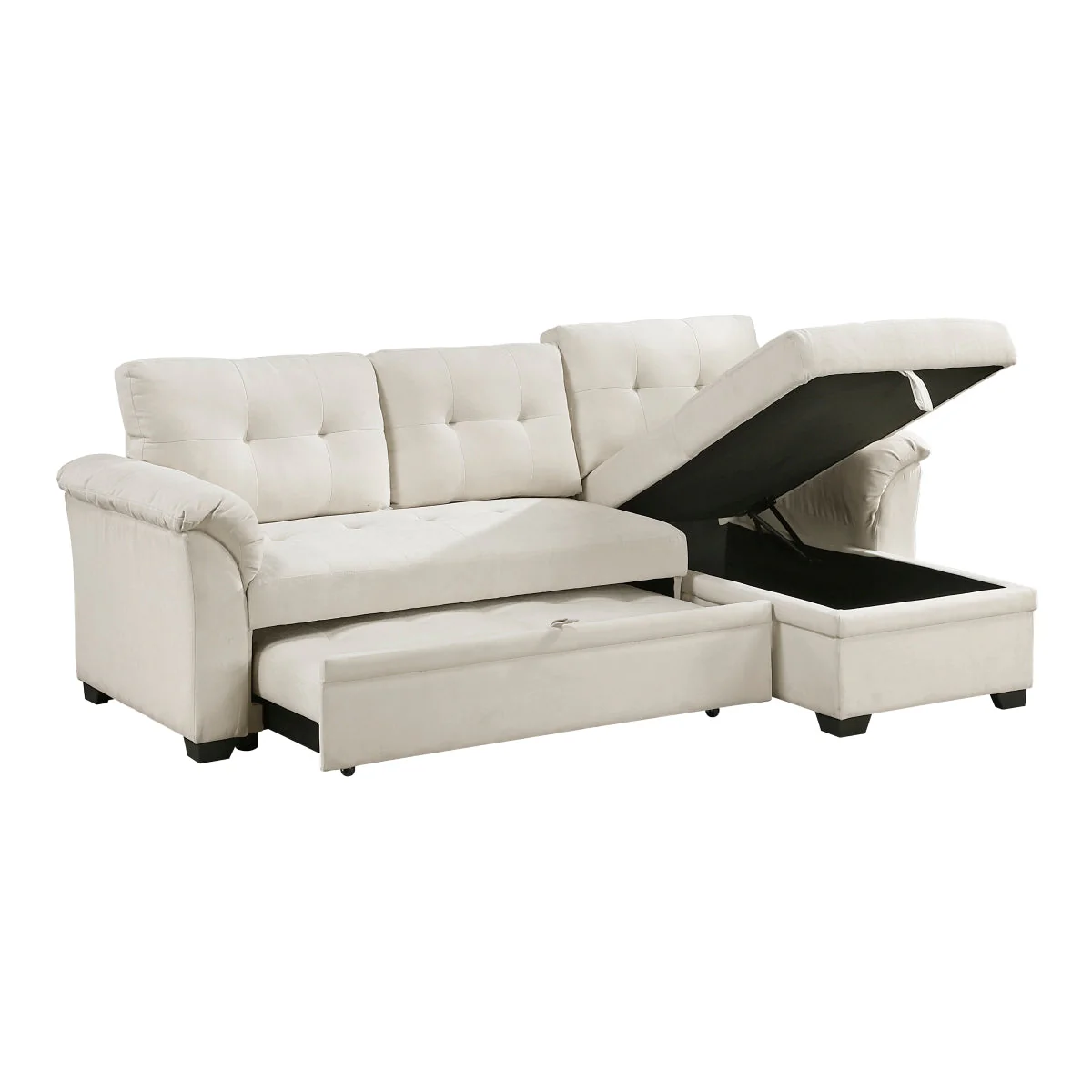 Elara Beige 2-Piece Reversible Sectional with Hidden Storage and Pull-out Bed - Image 11