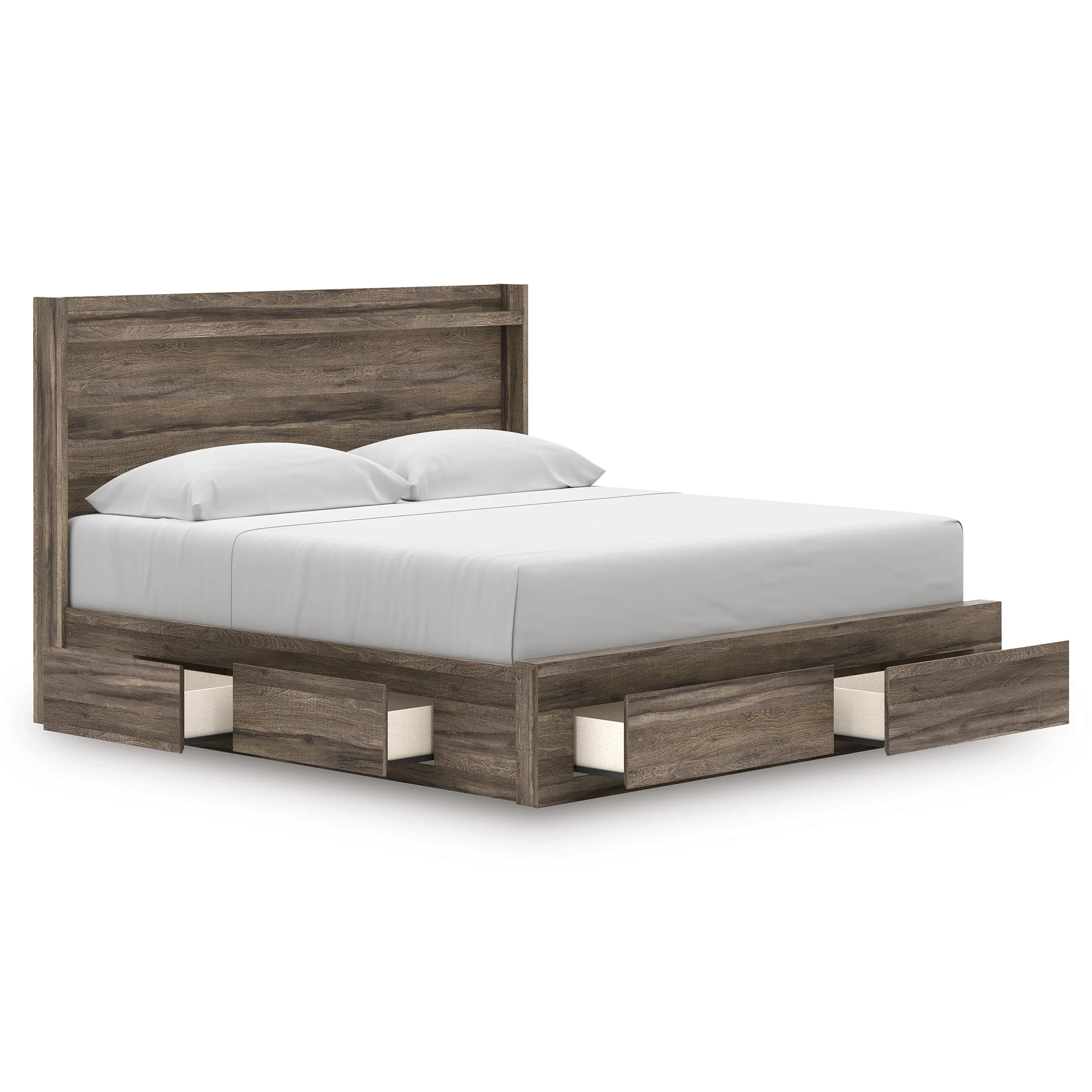 Elbrim Brown LED Storage Panel Bedroom Set with 4 Drawers - Image 8