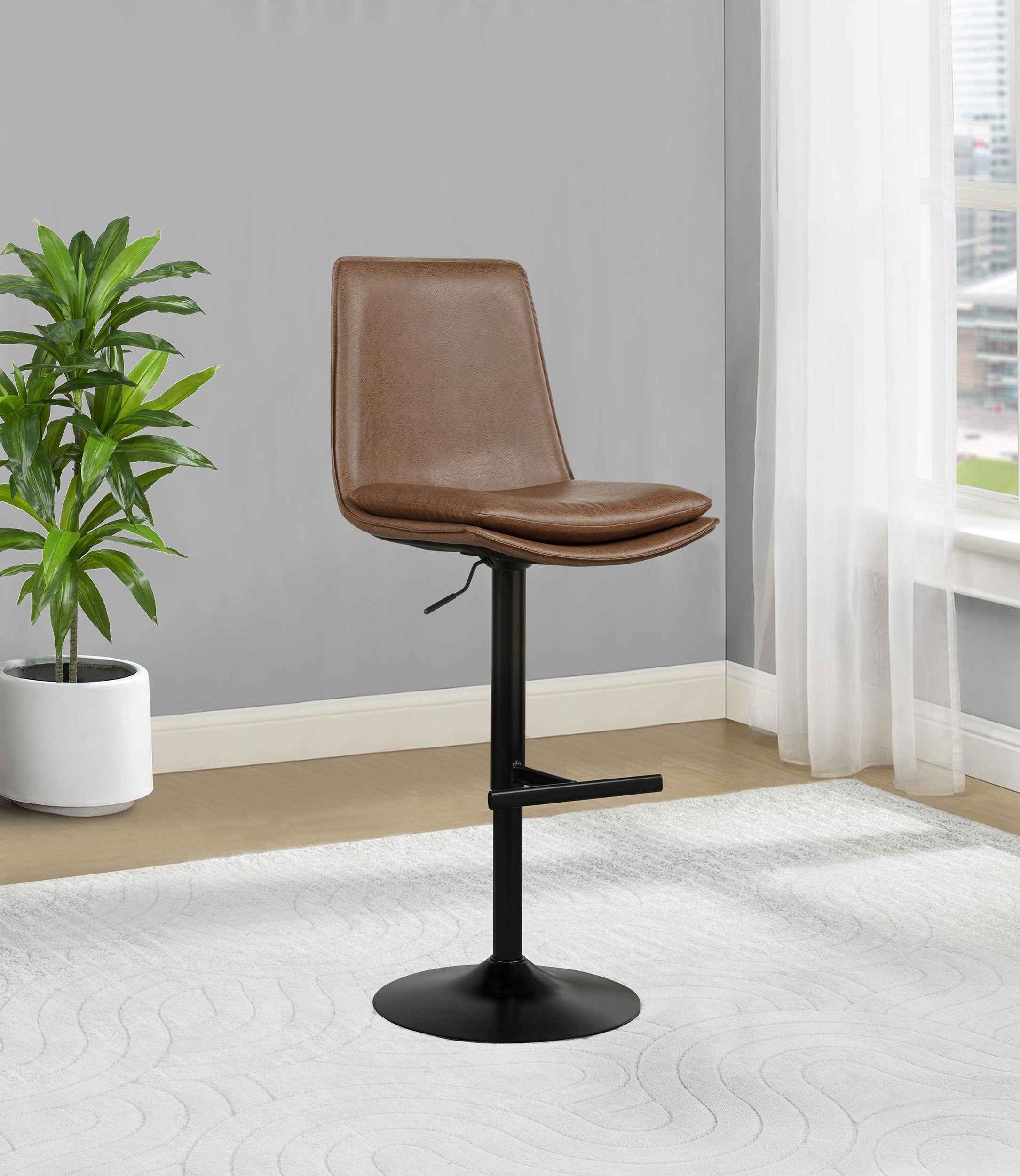 Eldridge Coffee Black Faux Leather Upholstered Adjustable Bar Stool - Image 2