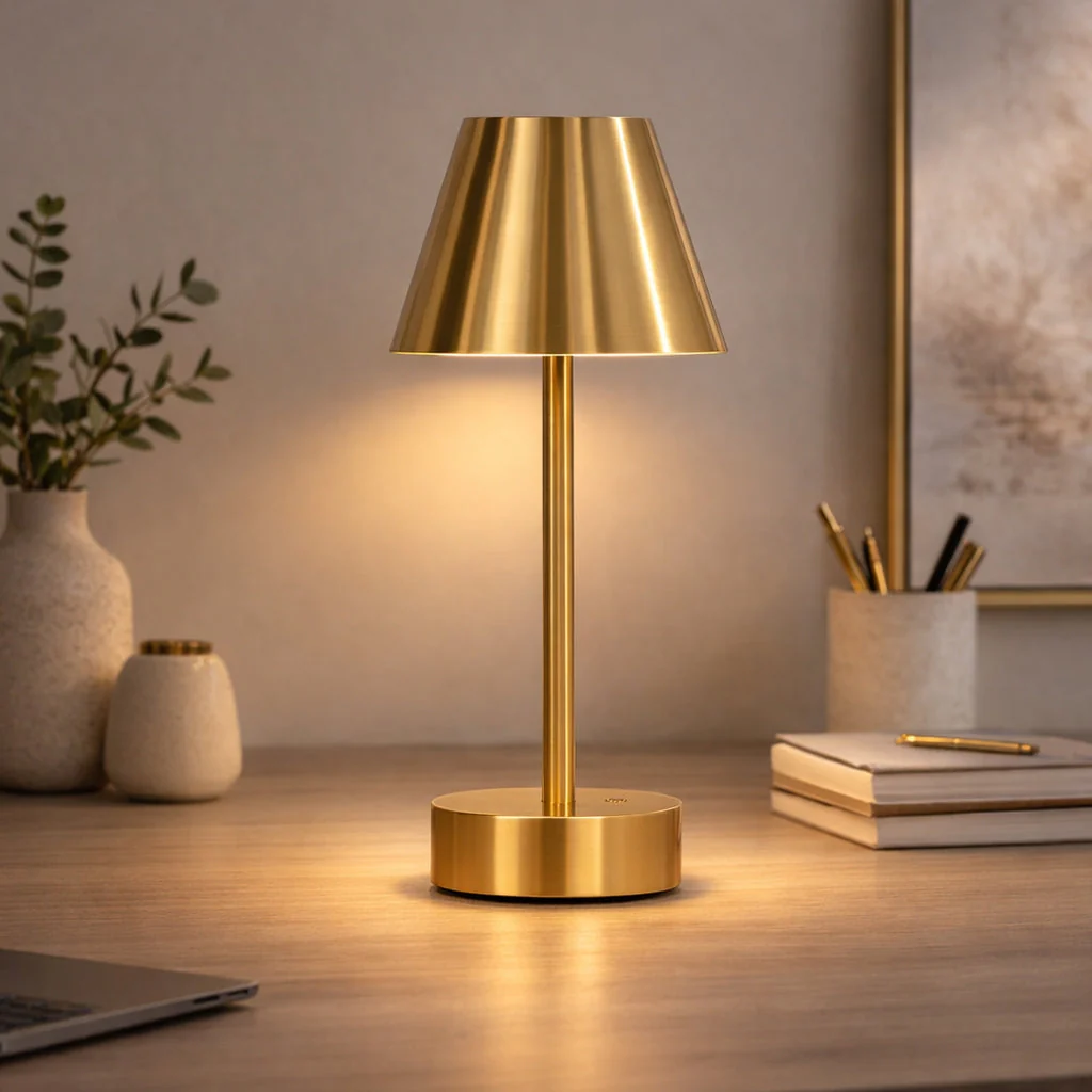 Elegance Rechargeable LED Table Lamp (Plated Brass) - Image 3