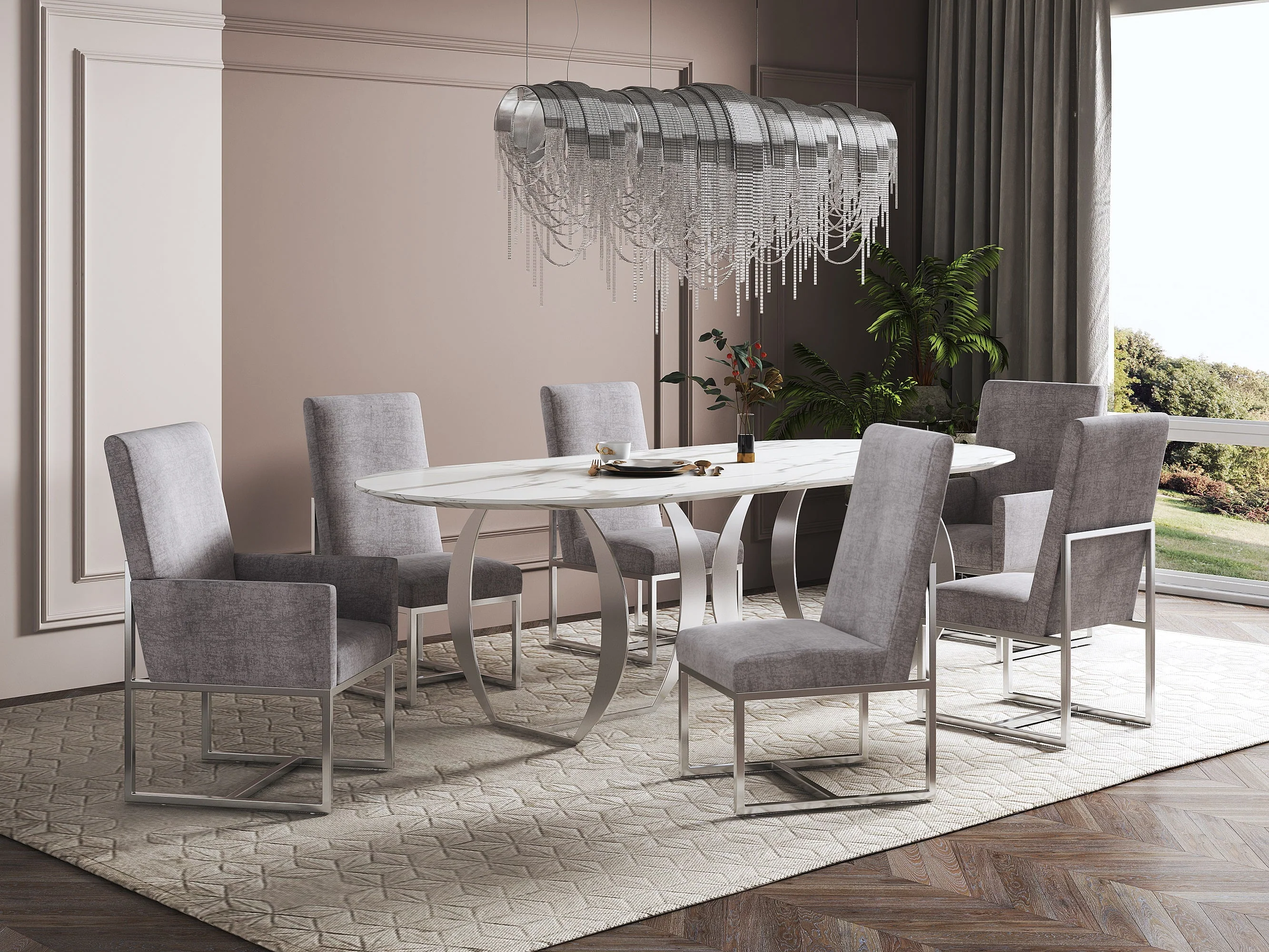 Element 8-Piece Dining Chairs in Steel - Image 2