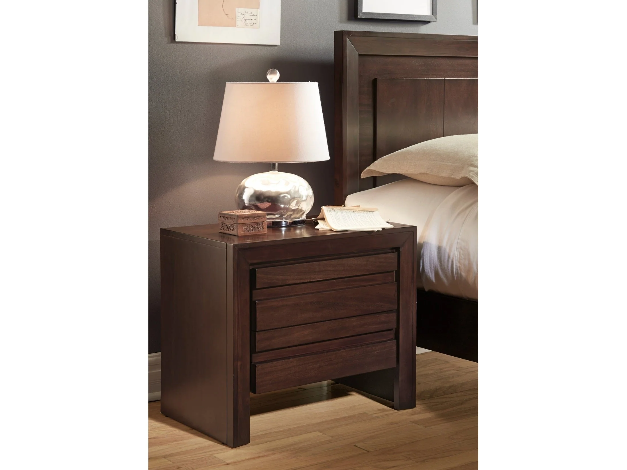 Element Charging Station Nightstand in Chocolate Brown