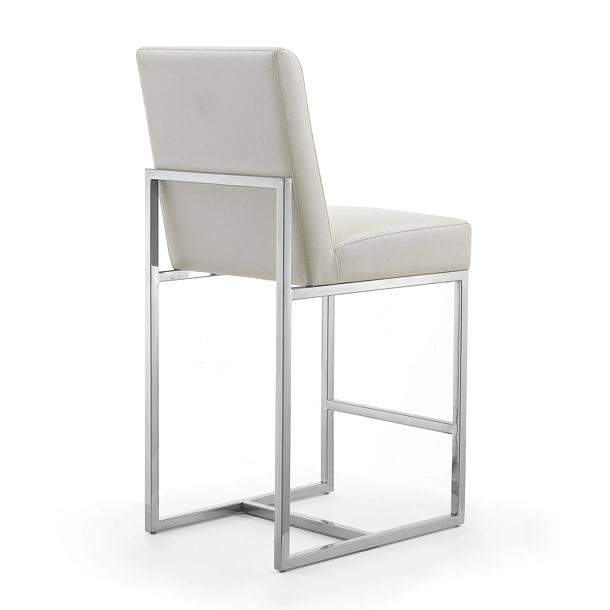 Element Faux Leather Counter Stool in Pearl White and Polished Chrome (set of 2) - Image 7