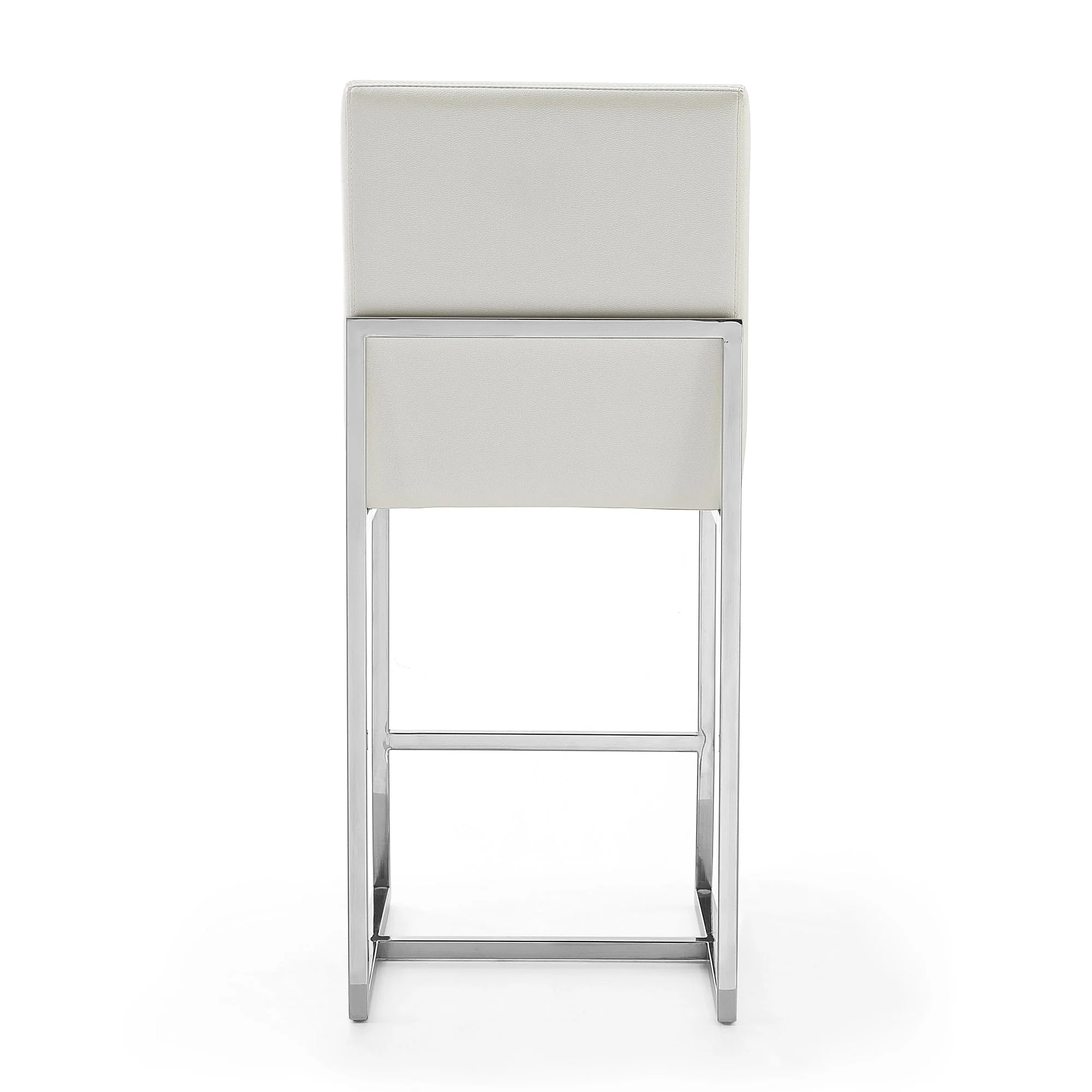 Element Faux Leather Counter Stool in Pearl White and Polished Chrome (set of 2) - Image 8