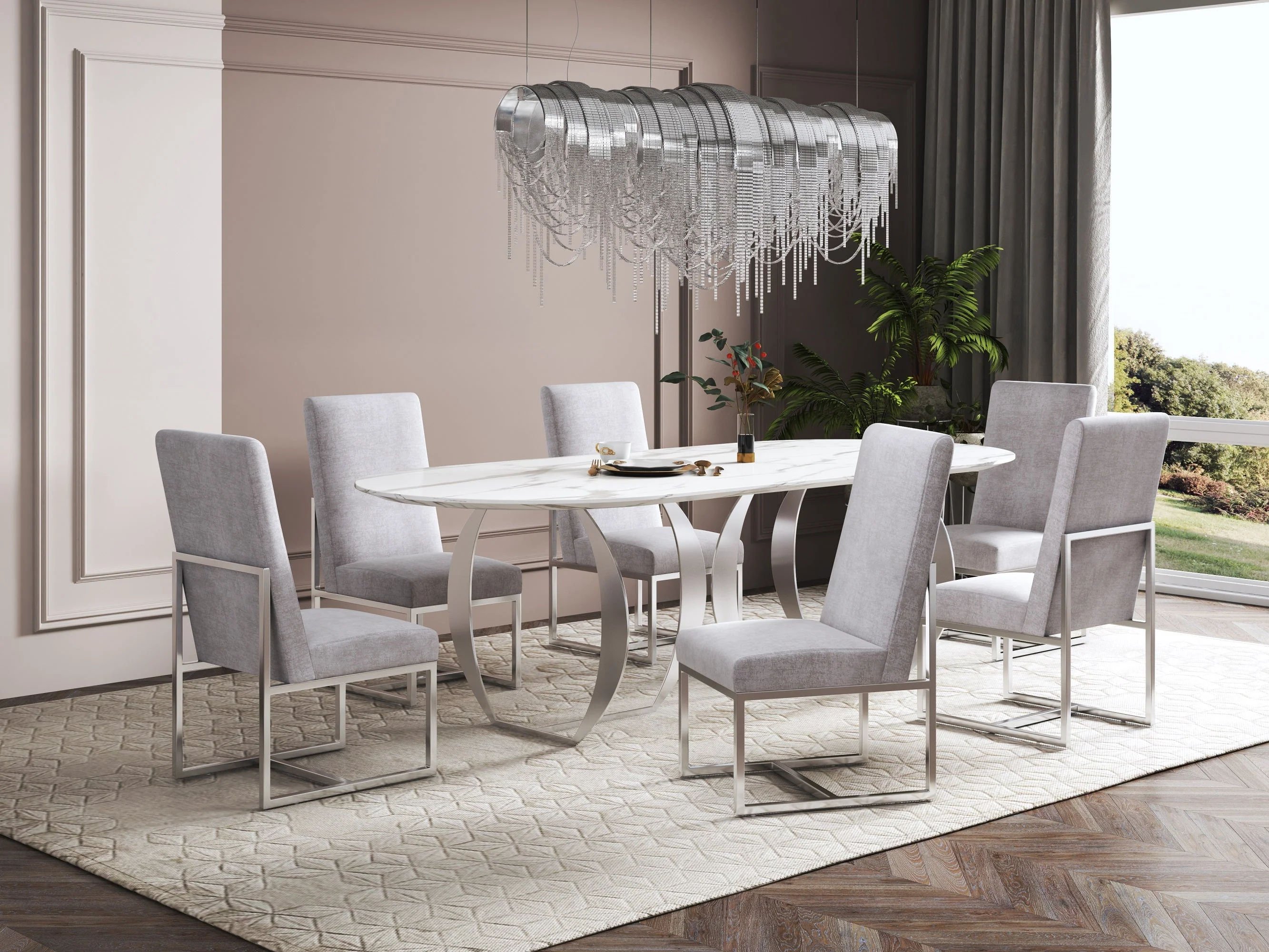 Element Velvet Dining Chair in Grey (set of 2) - Image 9
