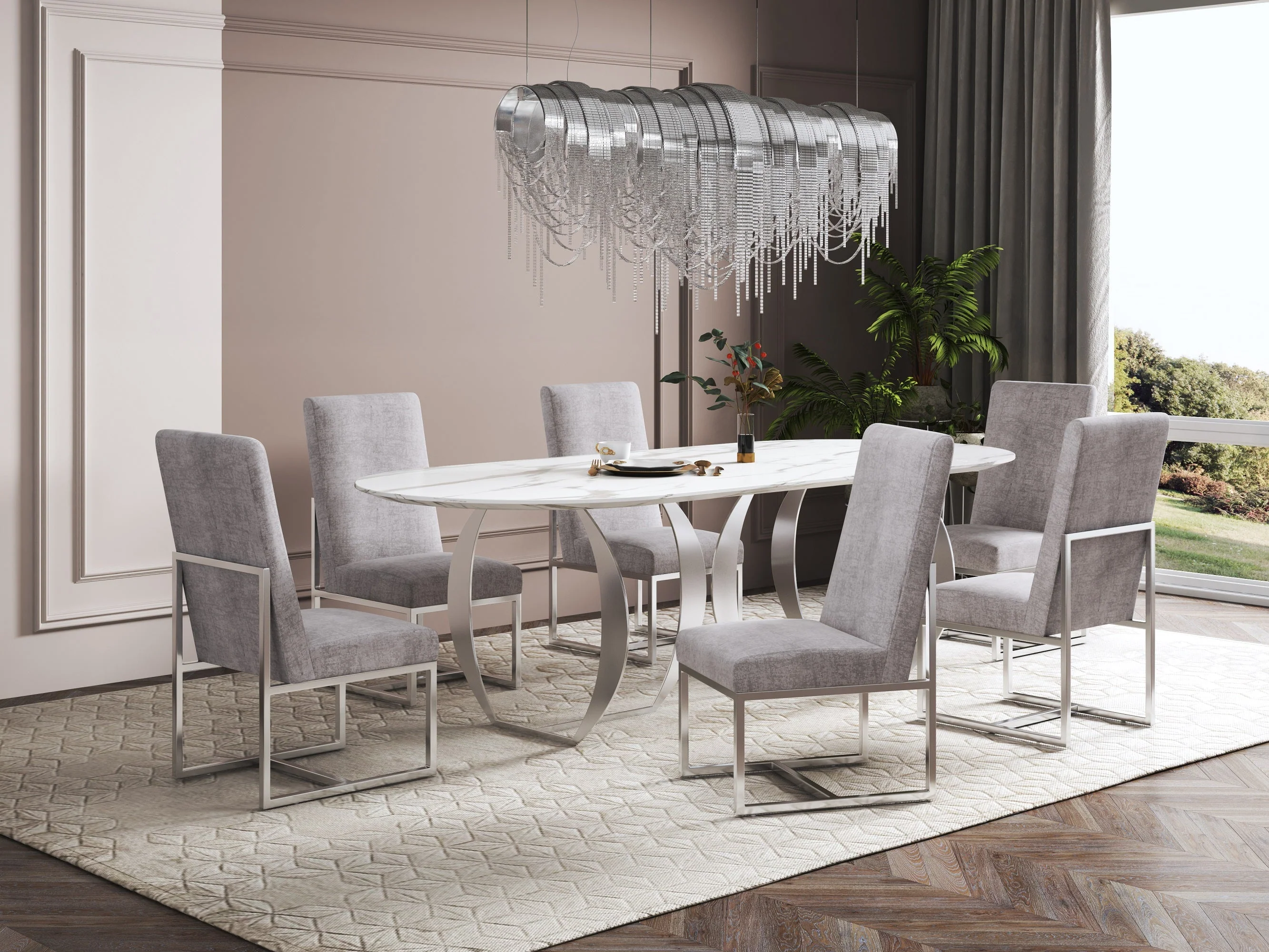 Element Velvet Dining Chair in Steel - Image 2