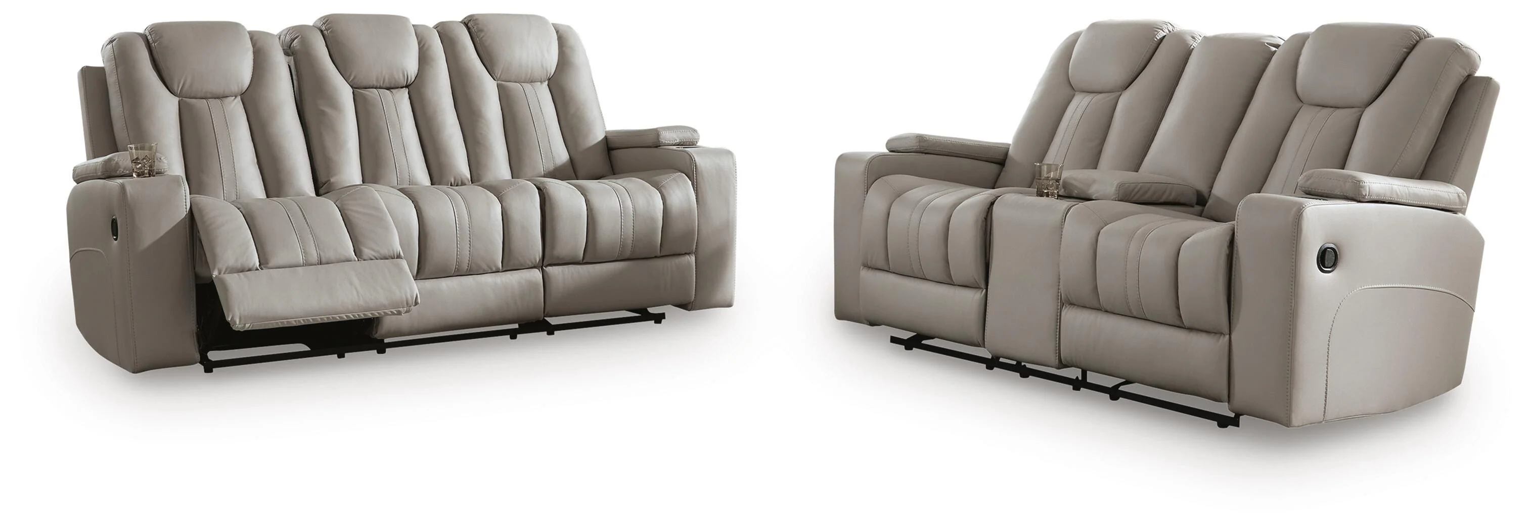 Elevate Edges Coin Reclining Sofa and Loveseat with Console