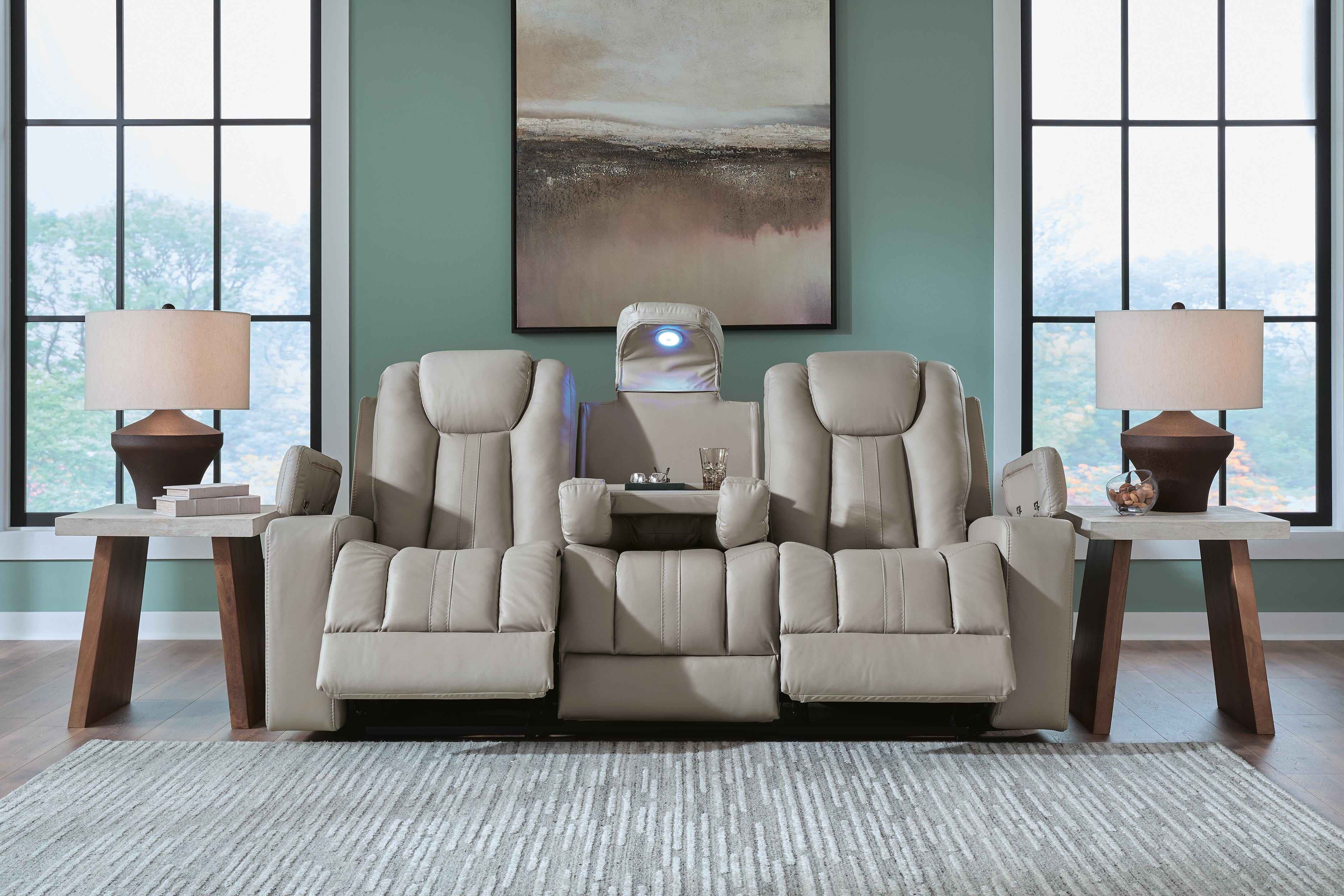 Elevate Edges Coin Reclining Sofa with Drop Down Table - Image 6
