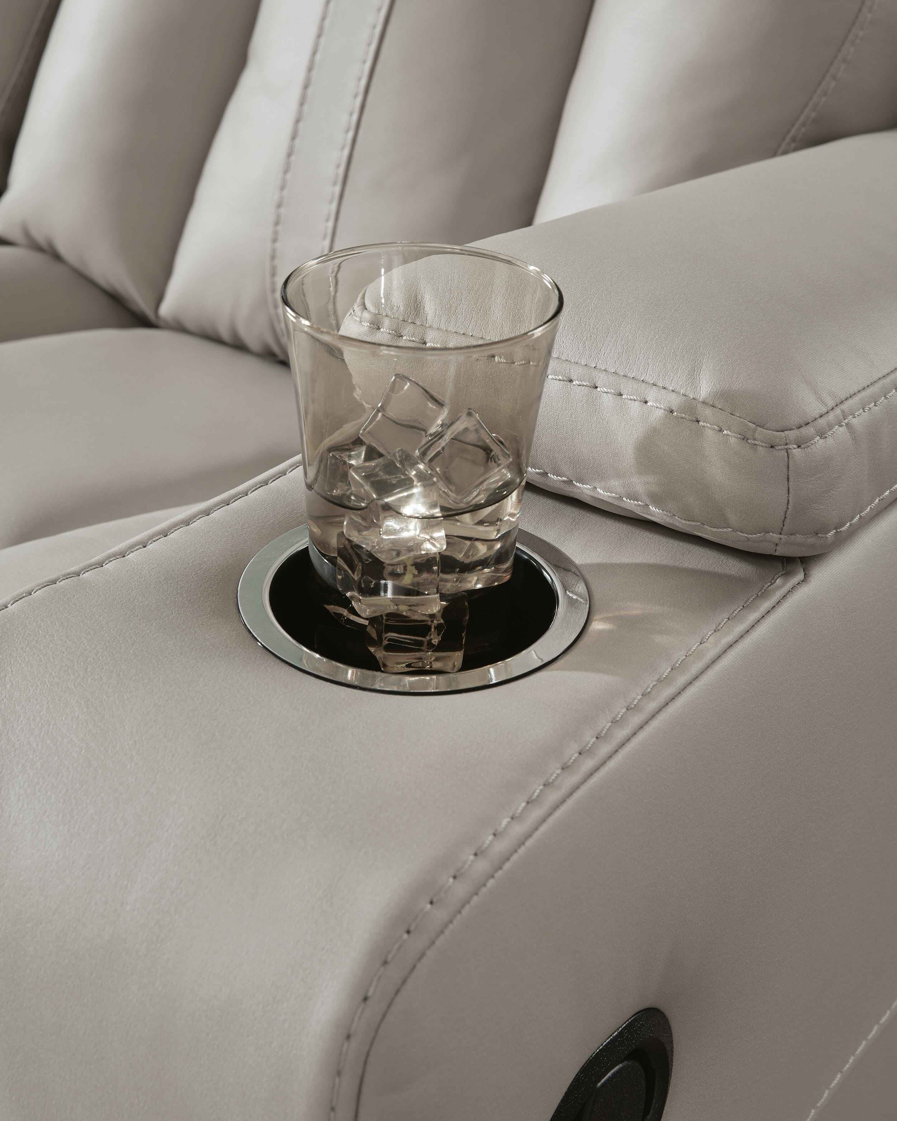 Elevate Edges Coin Reclining Sofa with Drop Down Table - Image 9
