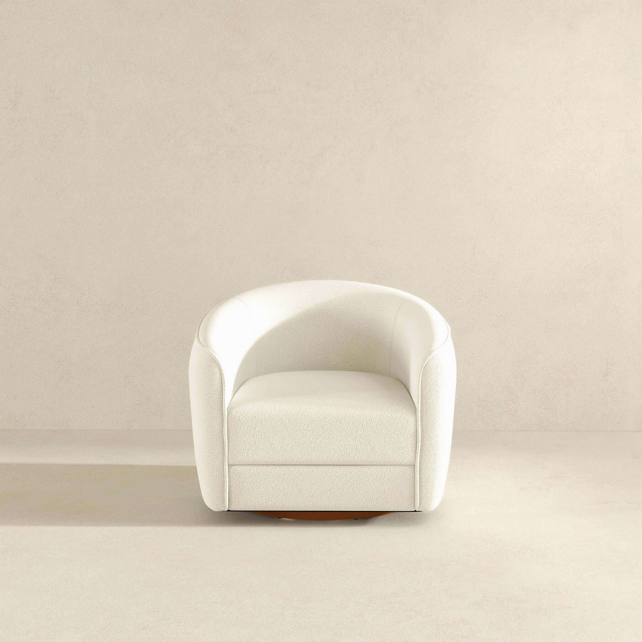 Elise Mid Century Modern Beige Boucle Swivel Chair - Image 3