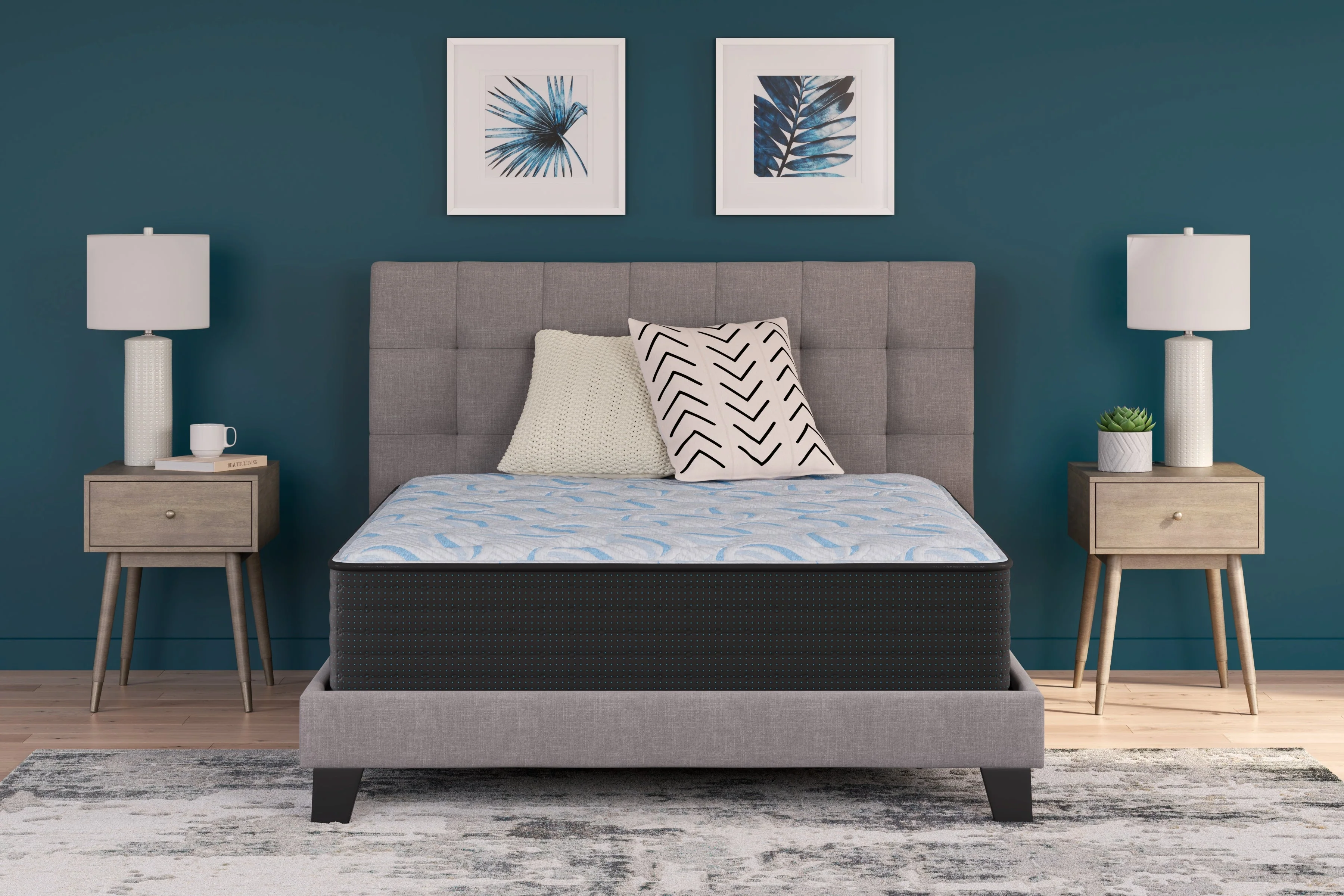 Elite Springs Firm Gray/Blue Full Mattress - Image 3