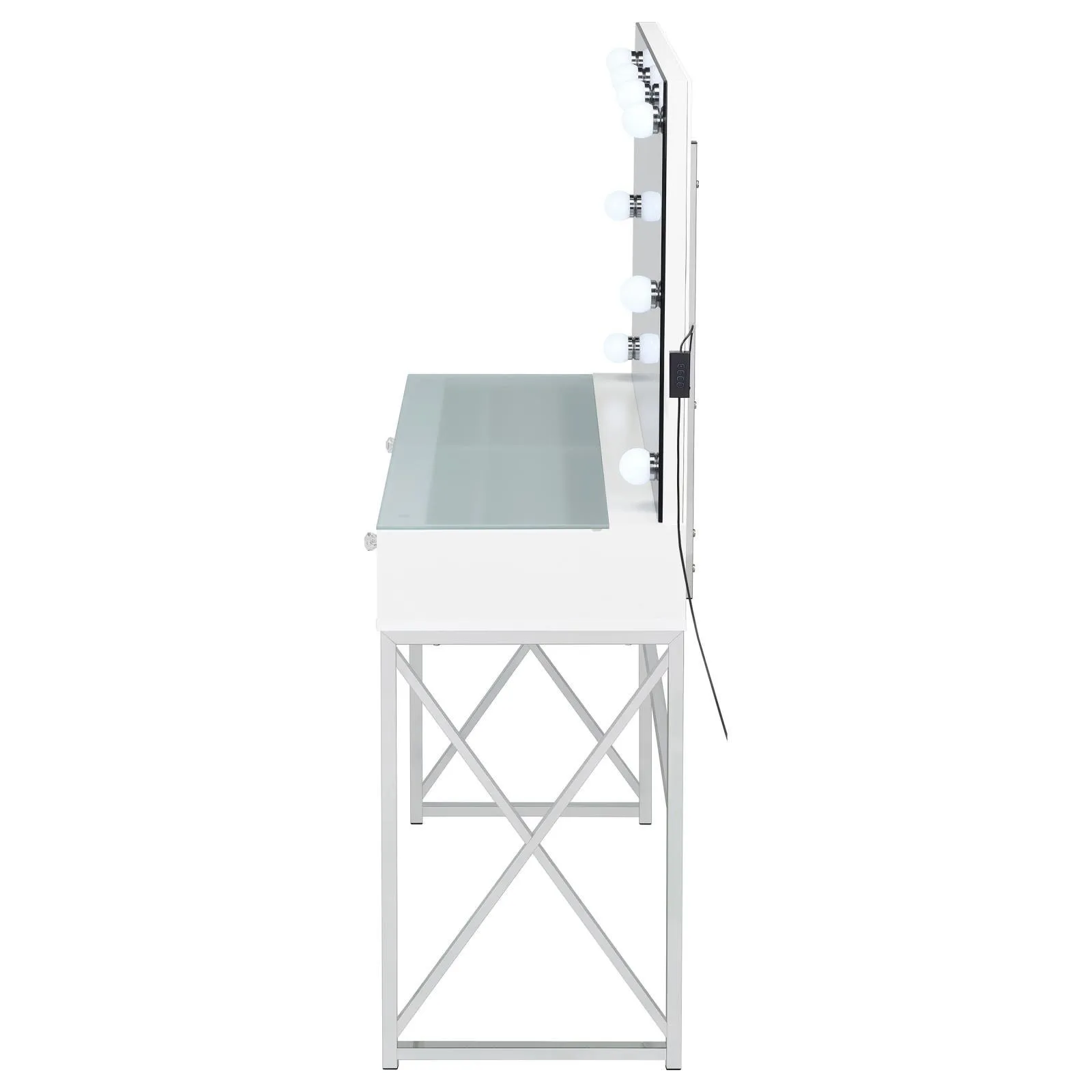 Eliza White and Chrome 2-piece Vanity Set with Hollywood Lighting - Image 10
