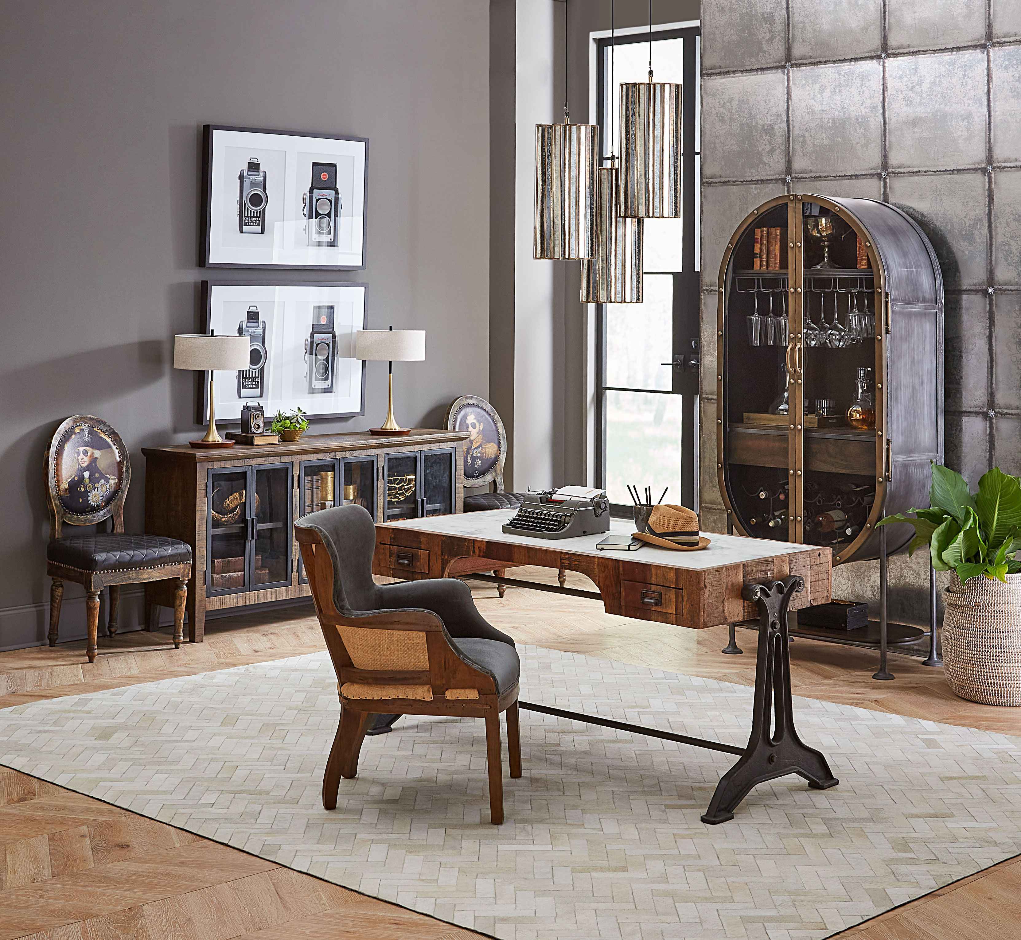 Elizabeth 25" Accent Armchair in Gray Velvet with Exposed Frame - Image 7