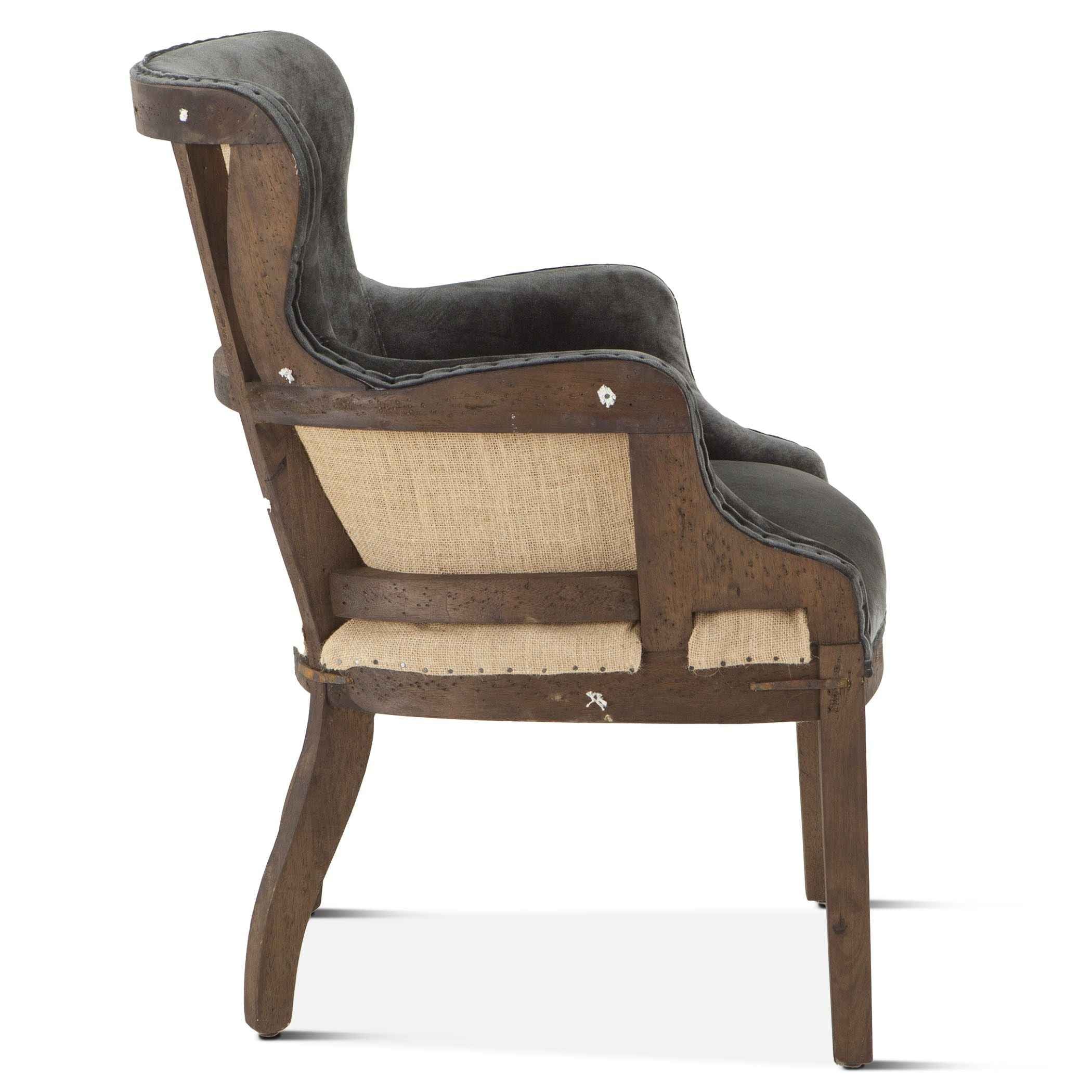 Elizabeth 25" Accent Armchair in Gray Velvet with Exposed Frame - Image 4