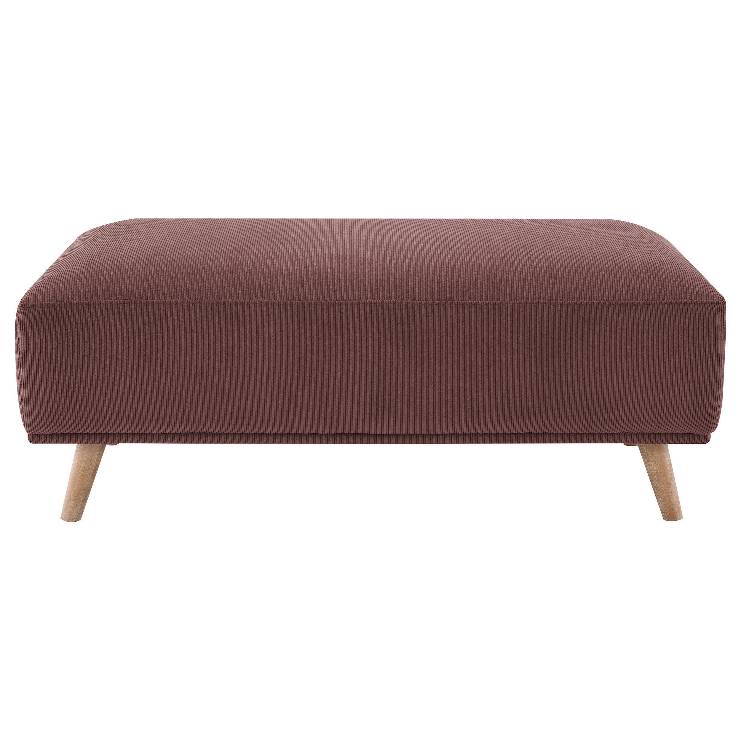 Elizabeth Wine Red Corduroy Upholstered Ottoman - Image 2