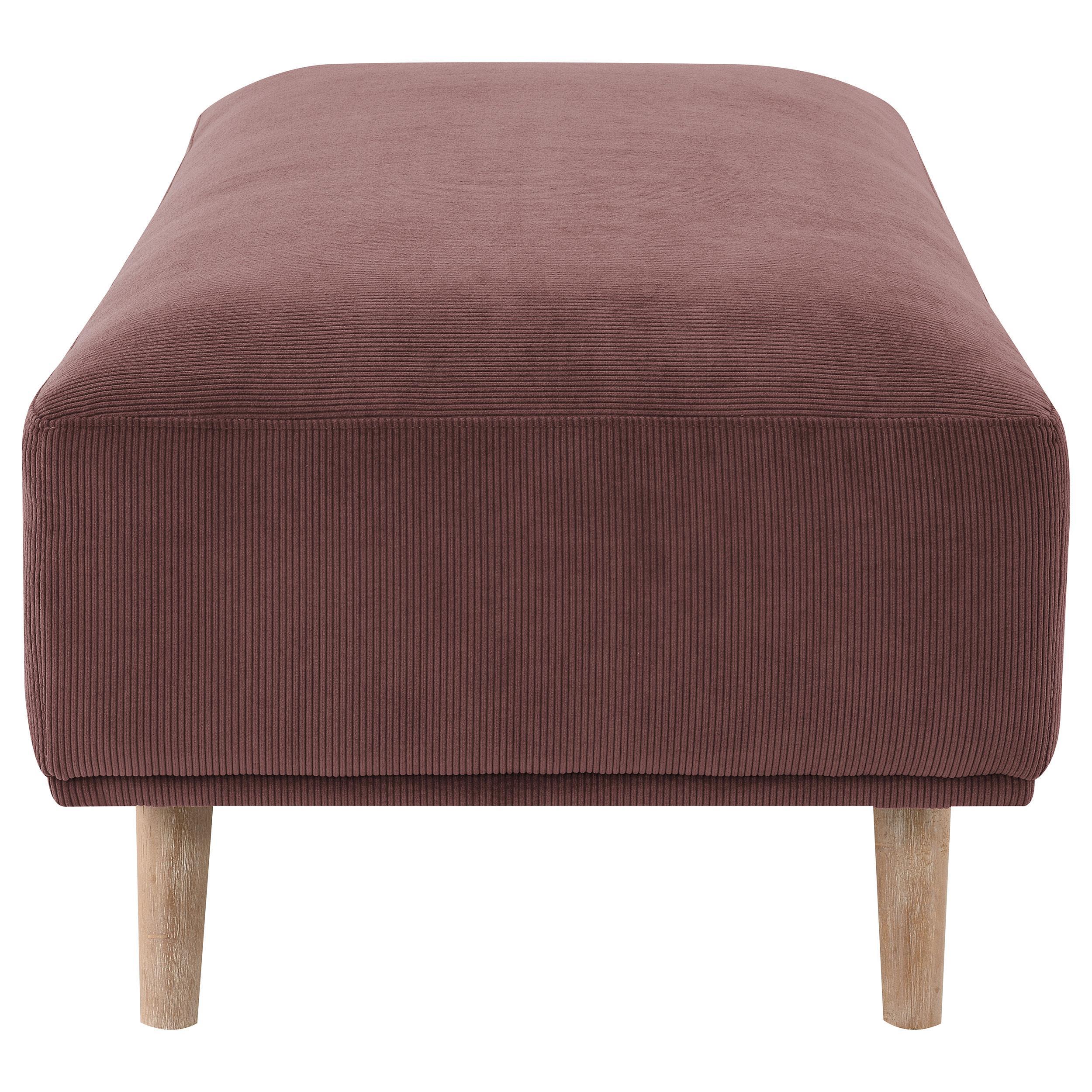 Elizabeth Wine Red Corduroy Upholstered Ottoman - Image 3
