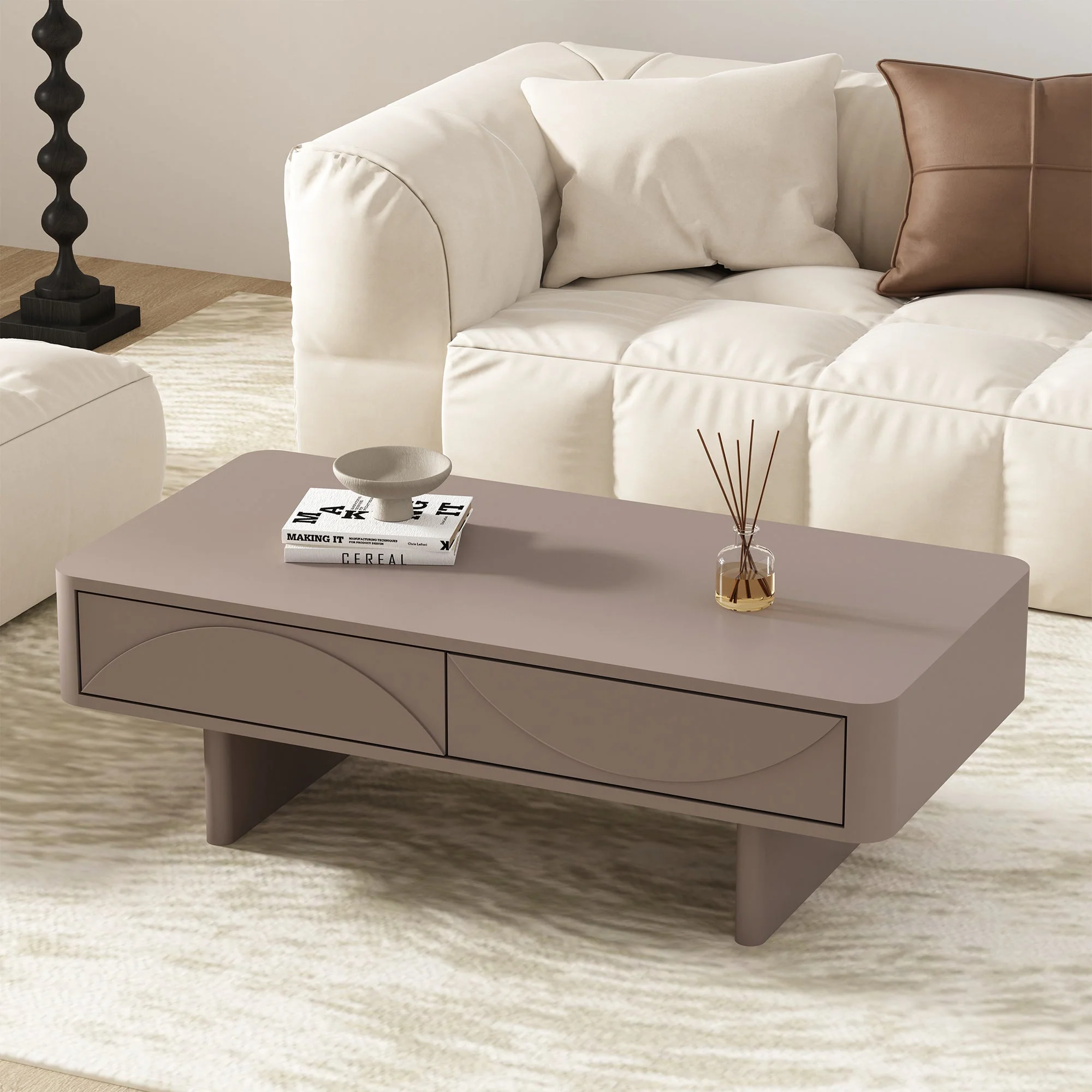 Ella 47.2" Coffee Table in Mocha - Image 2