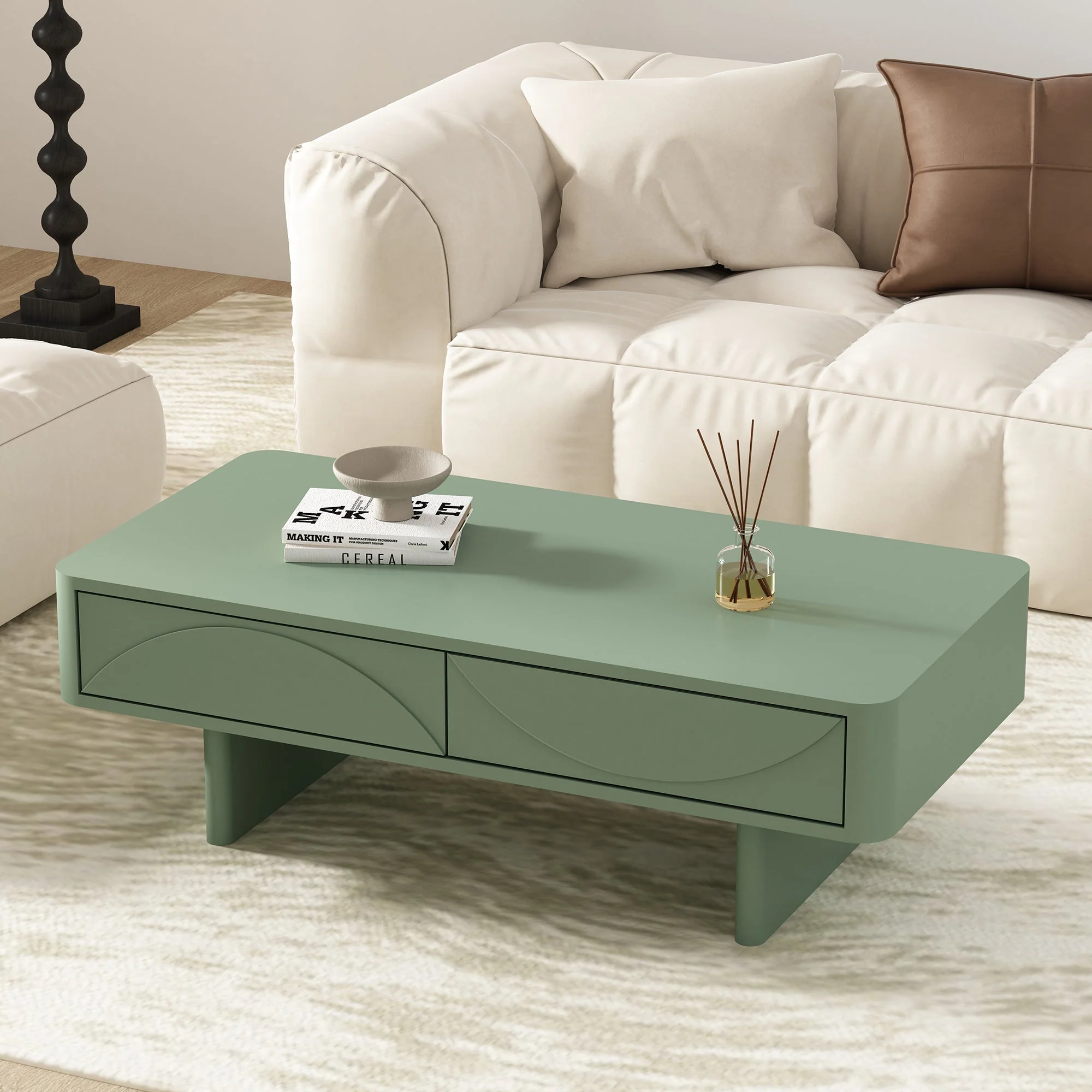 Ella 47.2" Coffee Table in Sage Green - Image 2