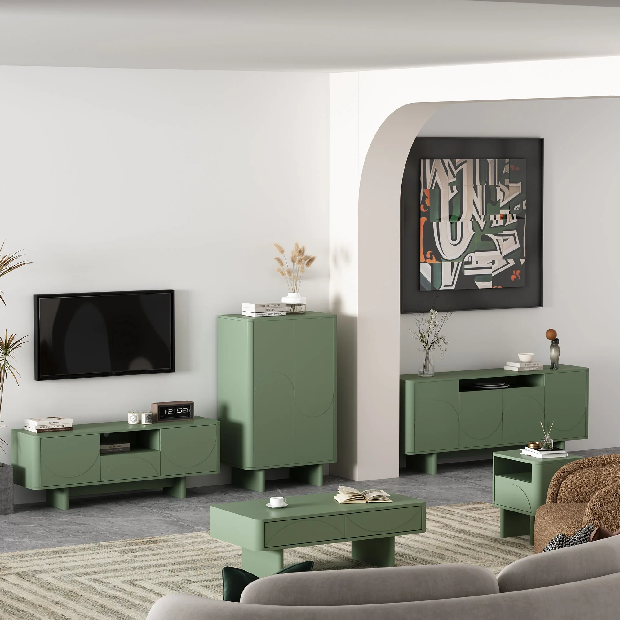 Ella 59" TV Stand in Sage Green - Image 14