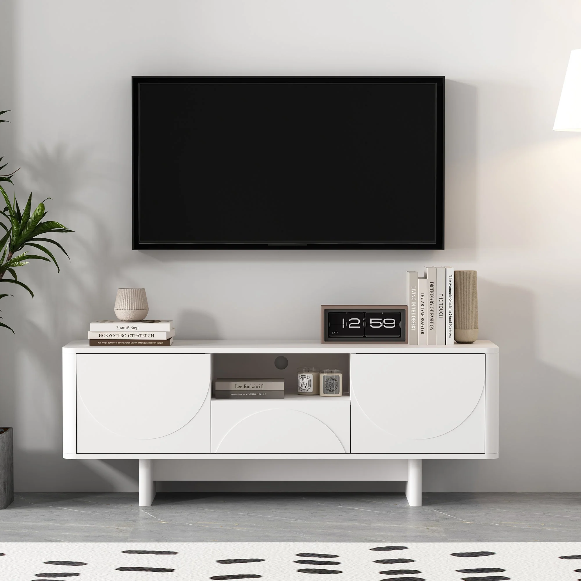 Ella 59" TV Stand in White - Image 2