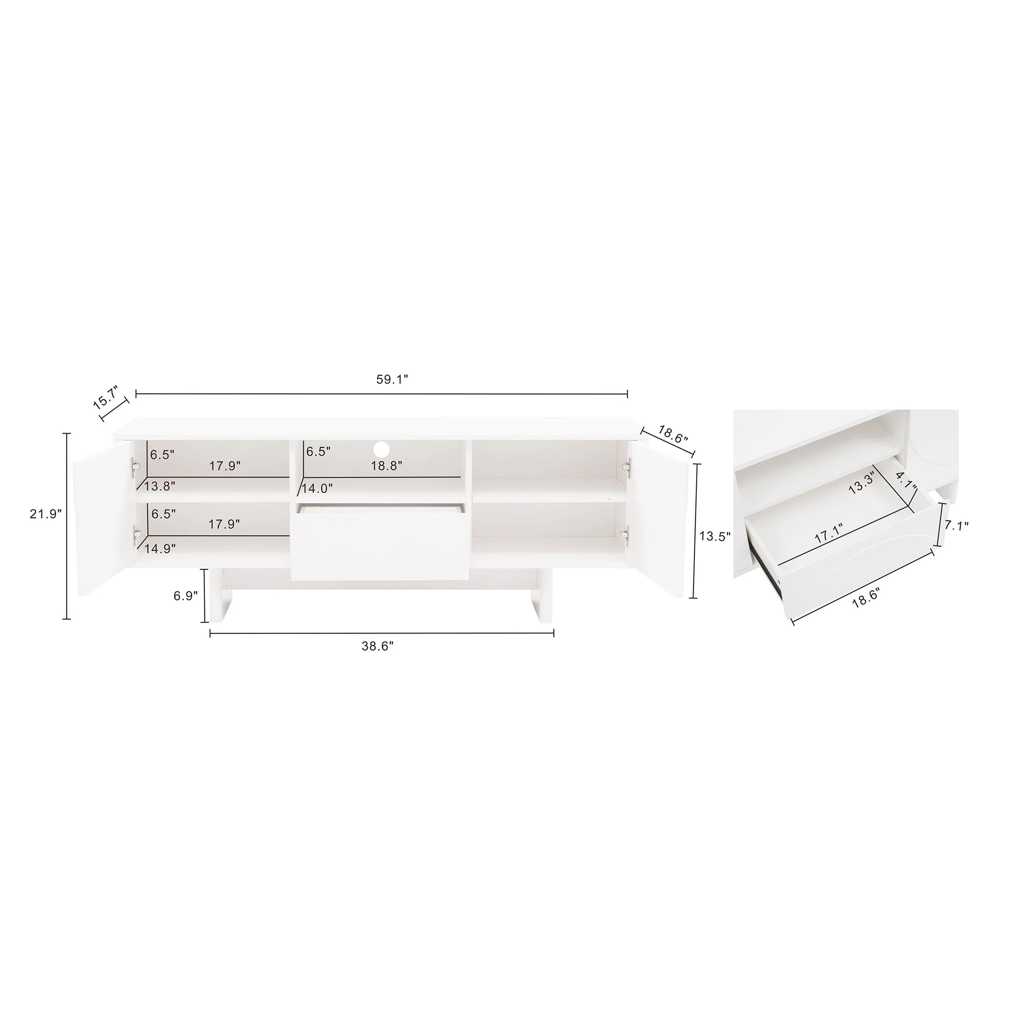 Ella 59" TV Stand in White - Image 3