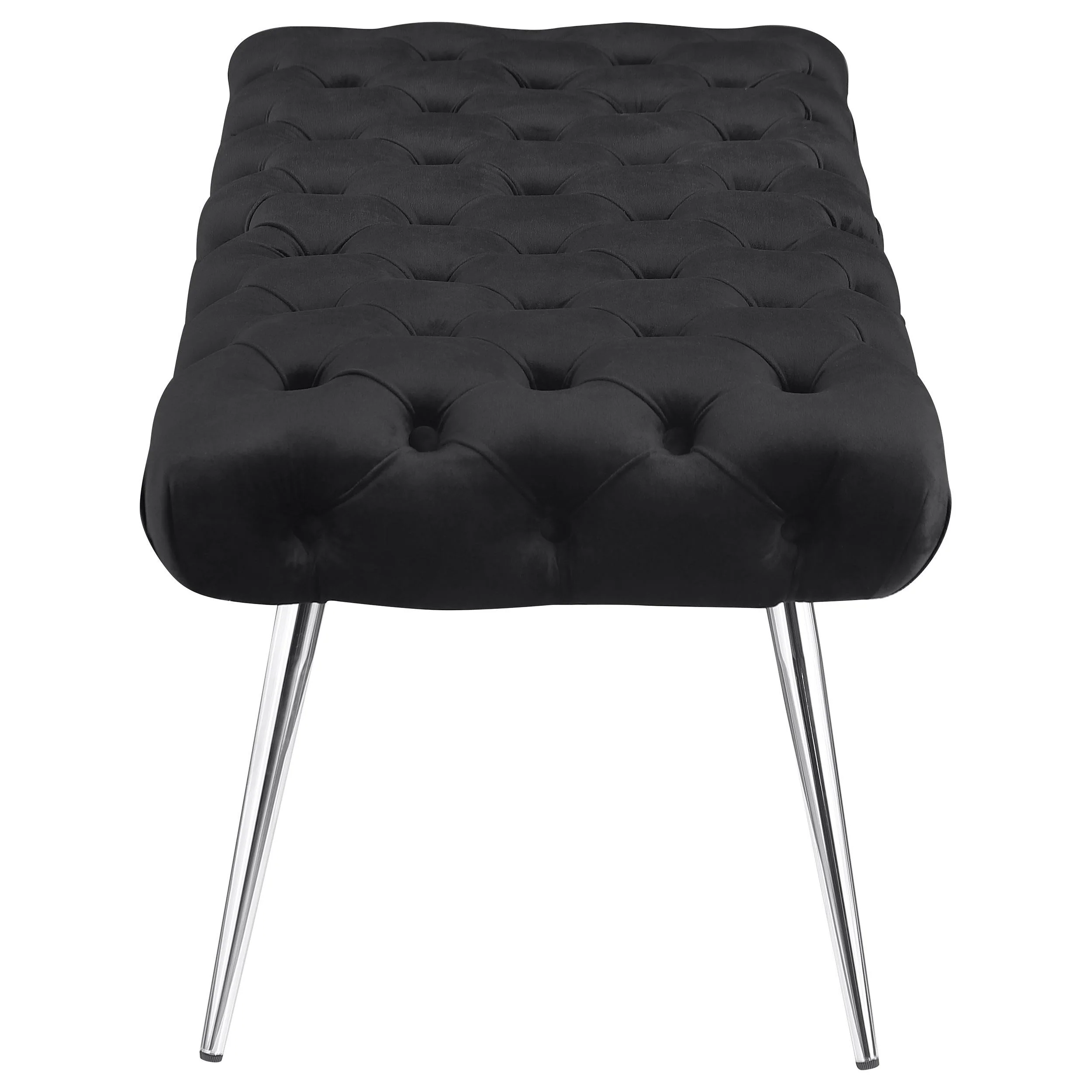 Ella Black Upholstered Tufted Bench Stainless Steel Legs - Image 4