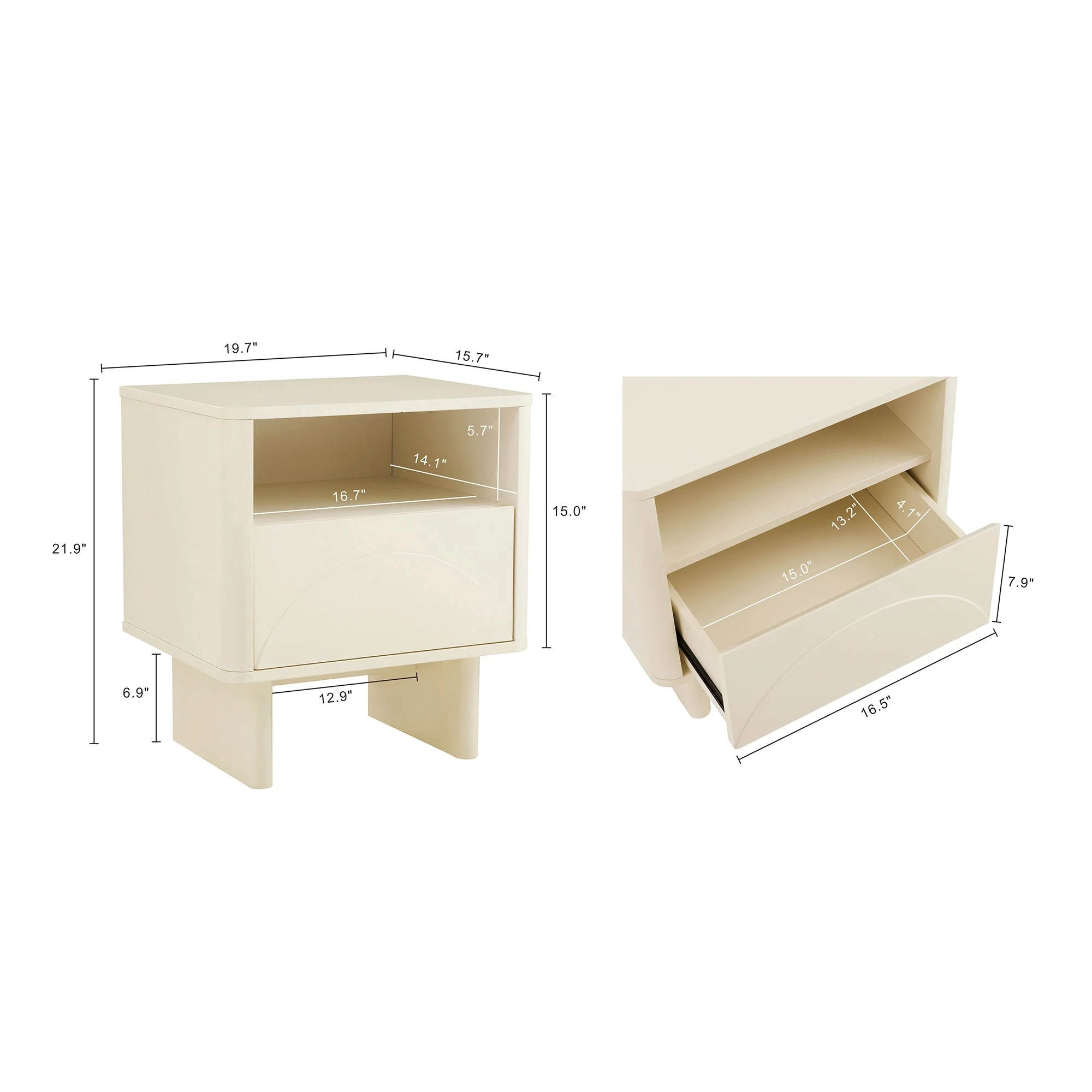 Ella Nightstand in Cream - Image 3