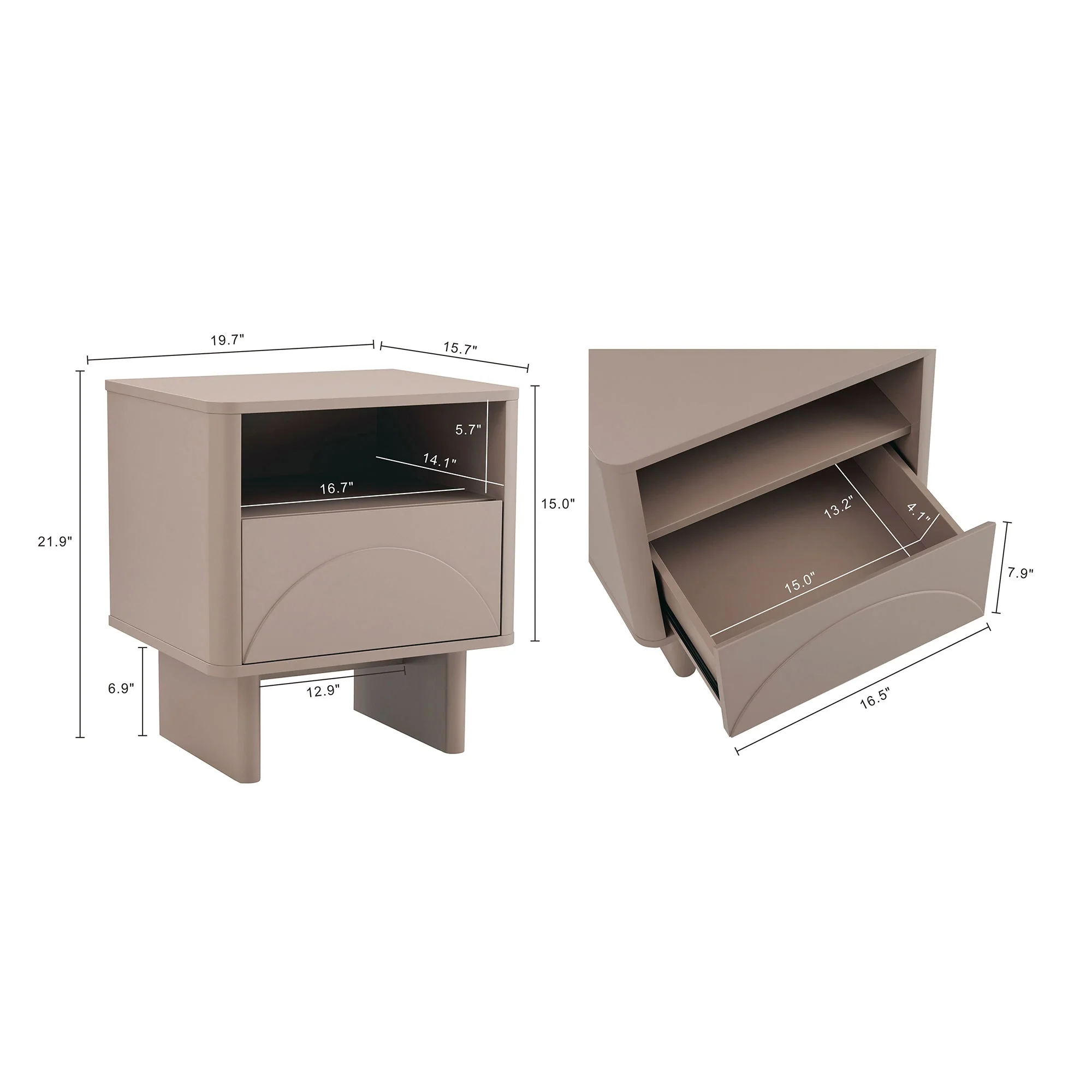 Ella Nightstand in Mocha - Image 3