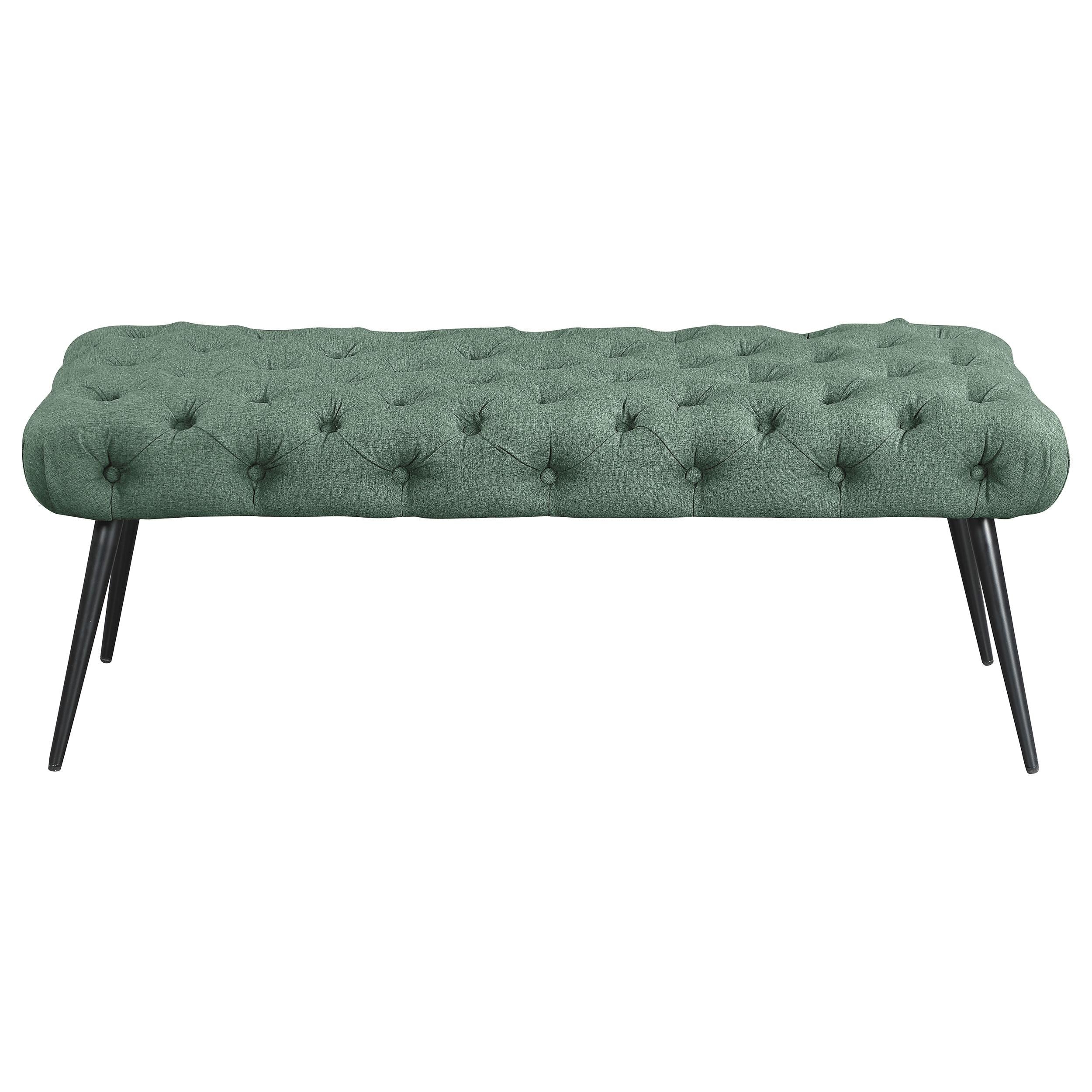 Ella Teal Upholstered Tufted Bench Stainless Steel Legs - Image 3