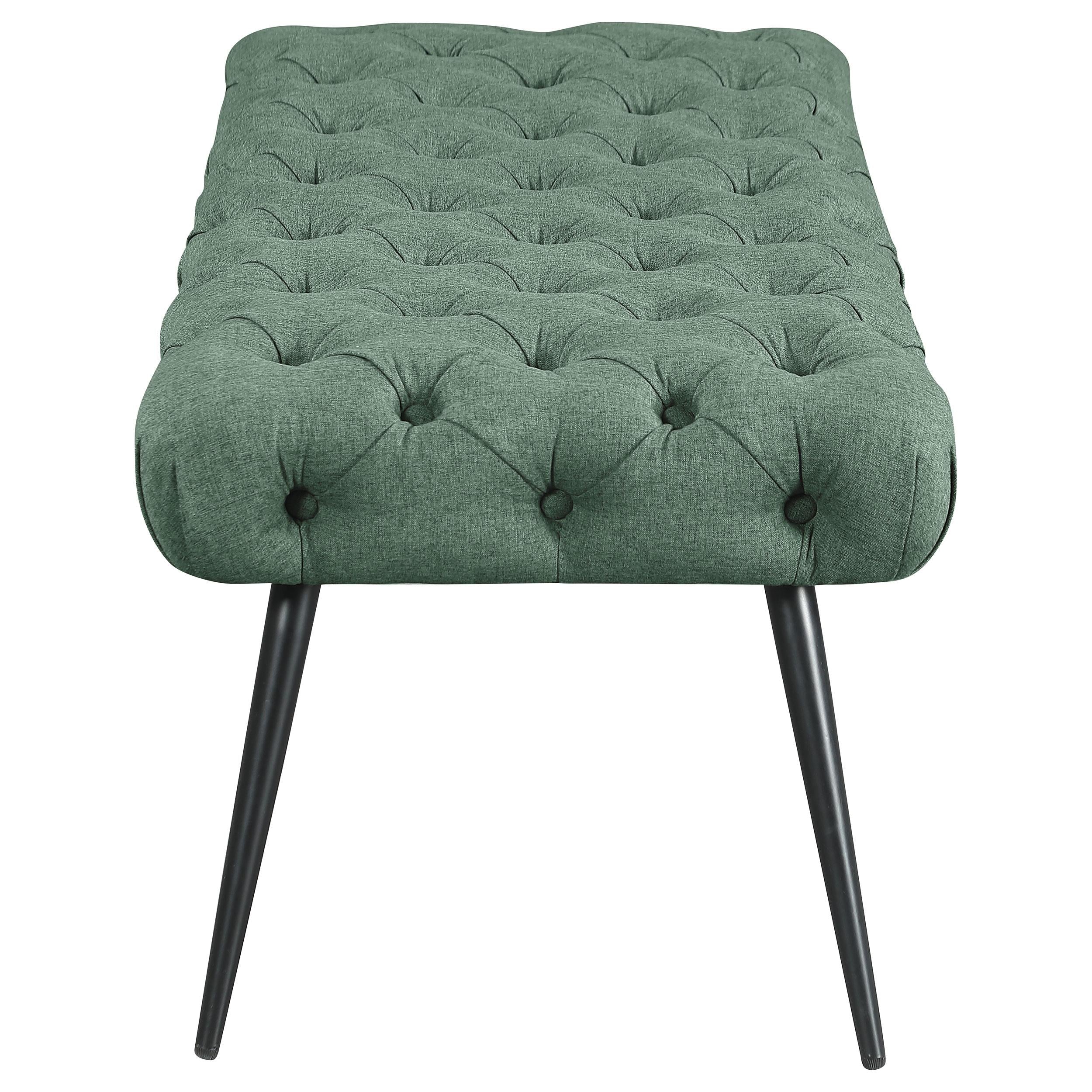 Ella Teal Upholstered Tufted Bench Stainless Steel Legs - Image 4