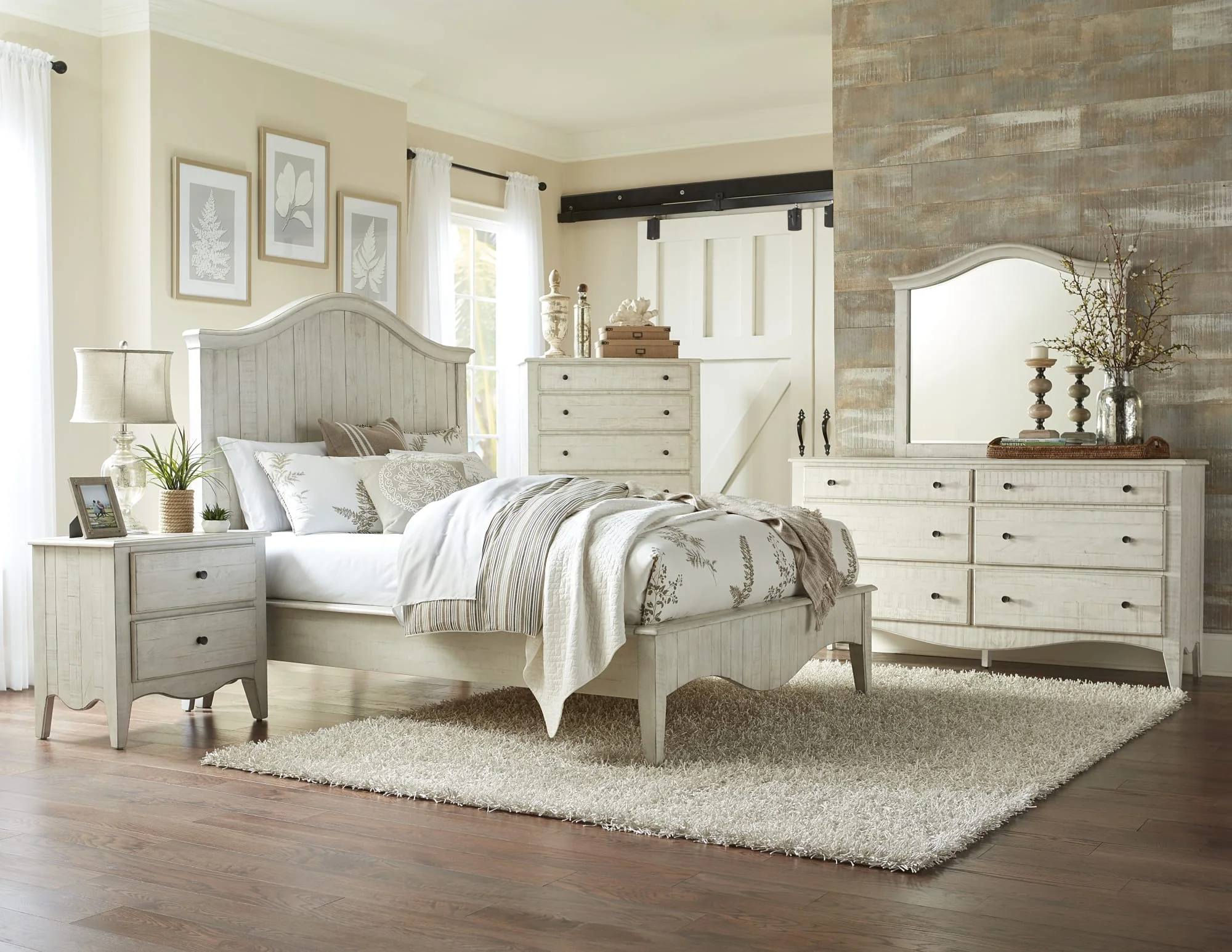 Ella White Wash Solid Wood California King Crown Bed - Image 2