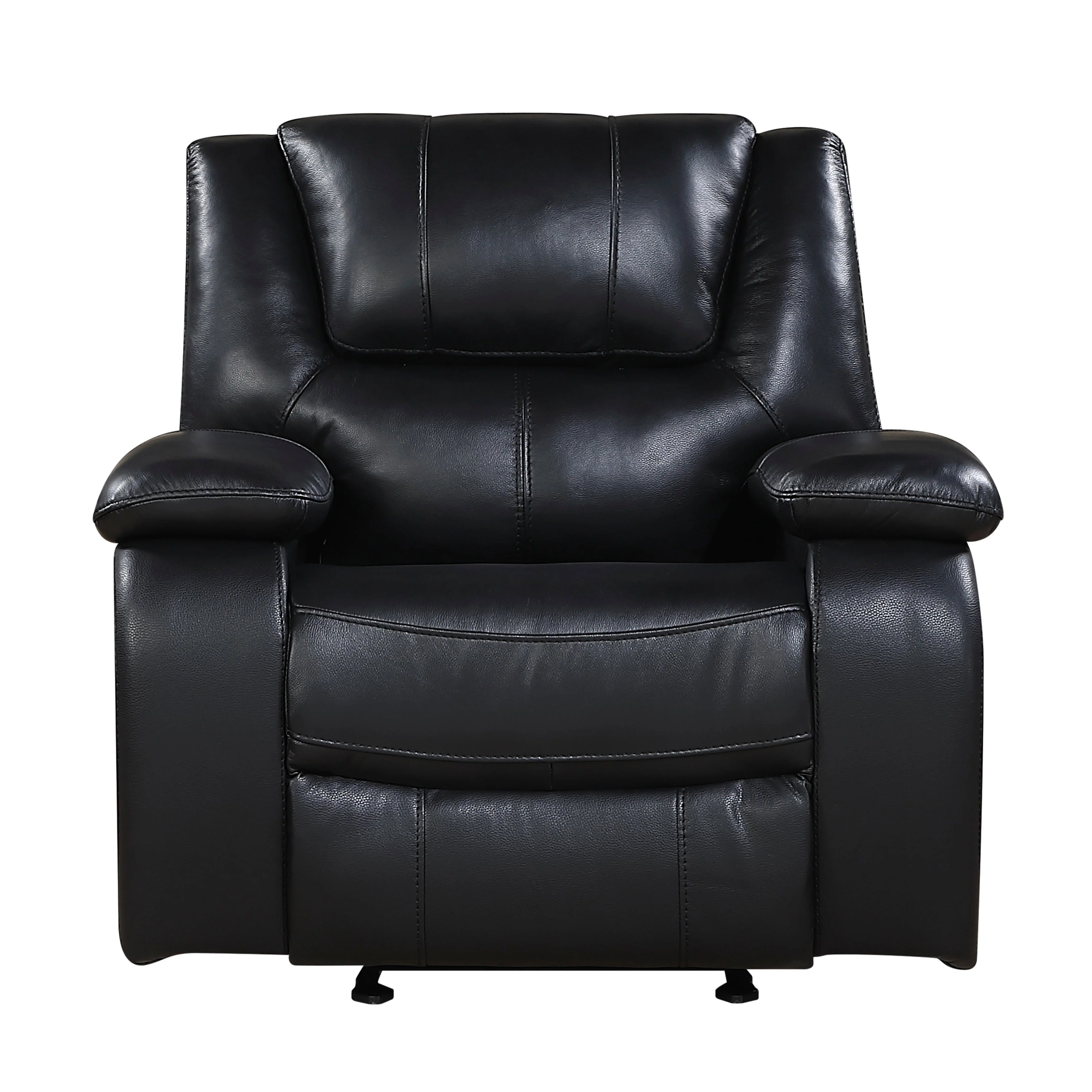 Ellicott Black Genuine Leather Glider Reclining Chair