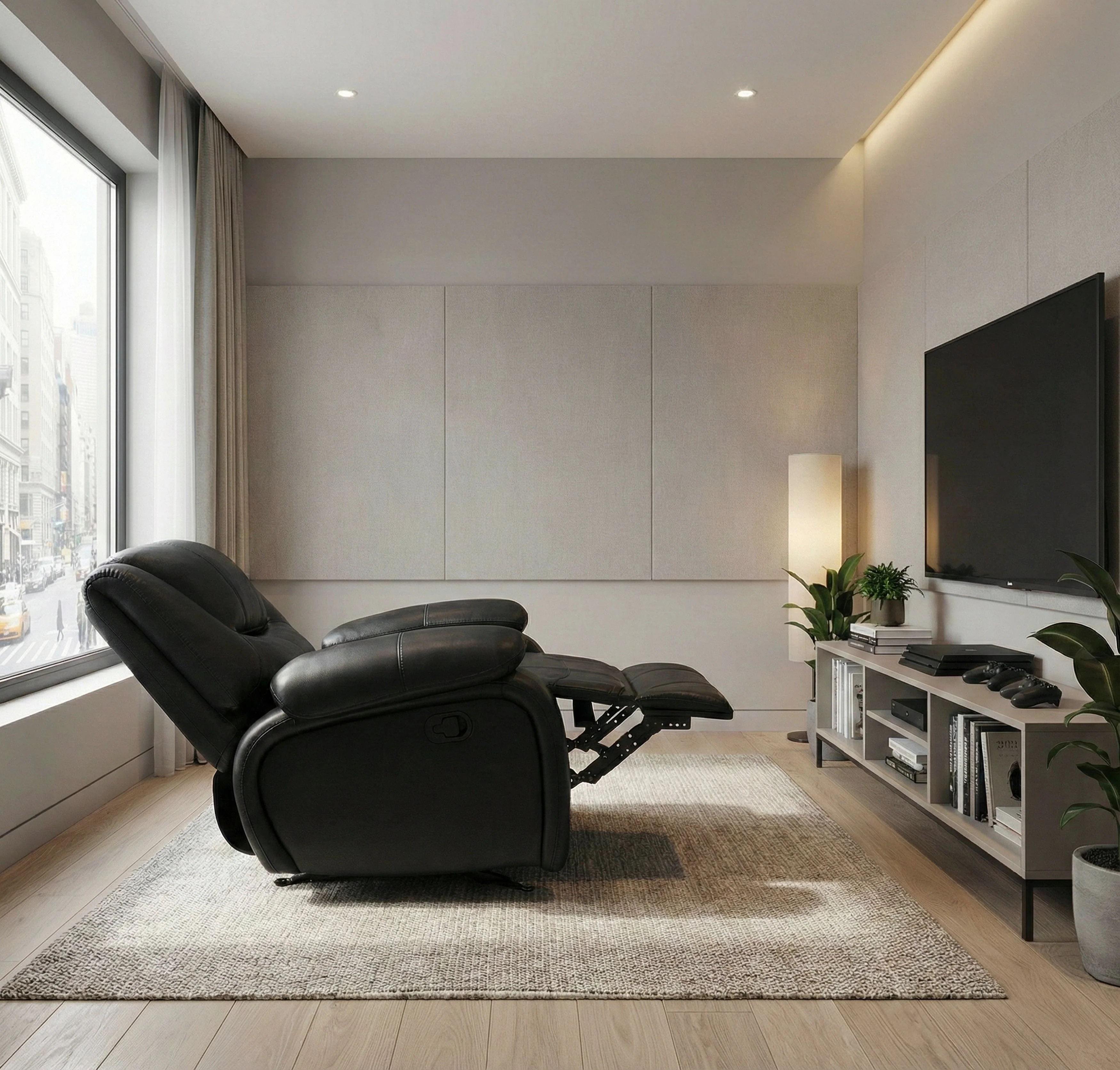 Ellicott Black Genuine Leather Glider Reclining Chair - Image 18