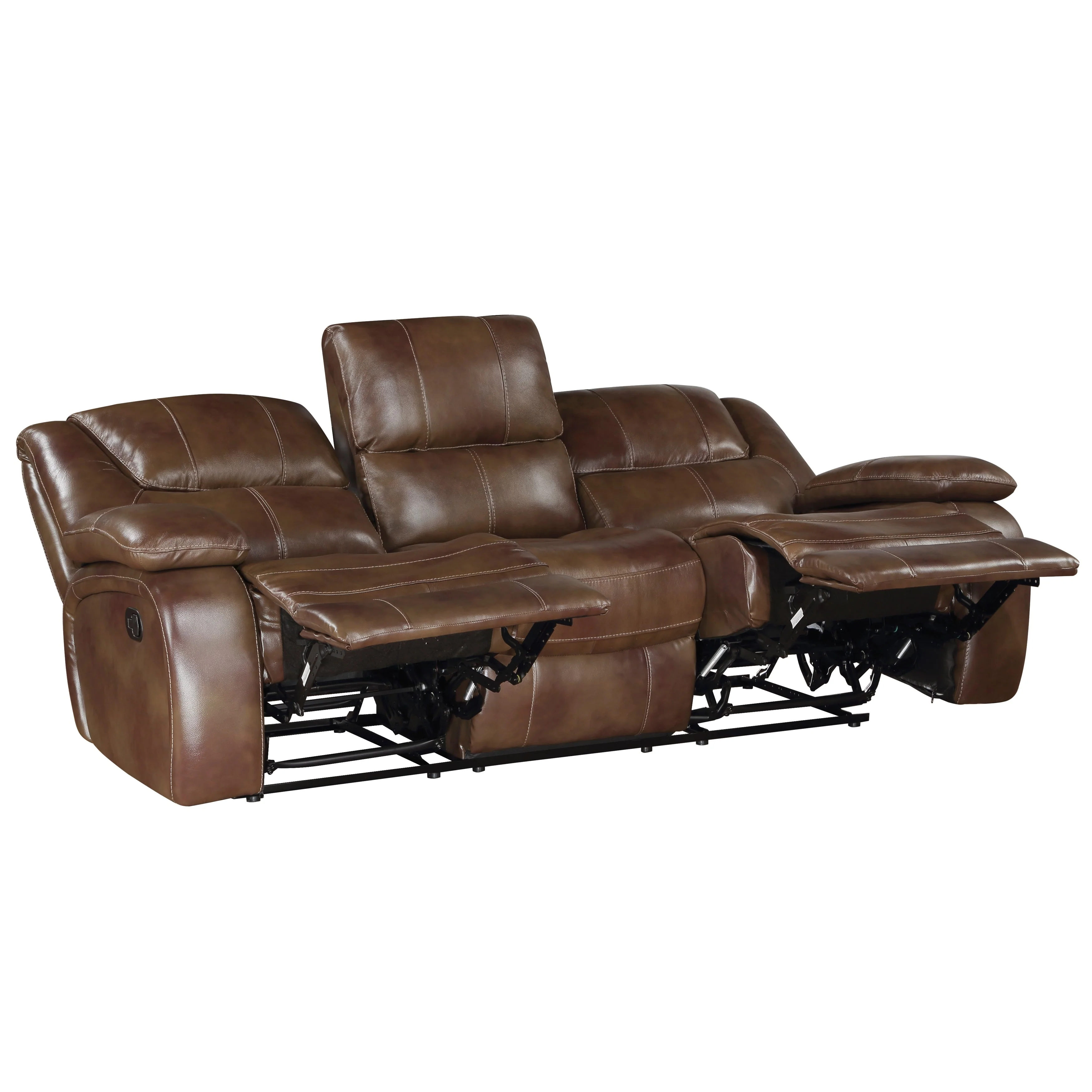 Ellicott Brown Leather Double Reclining Living Room Set - Image 5