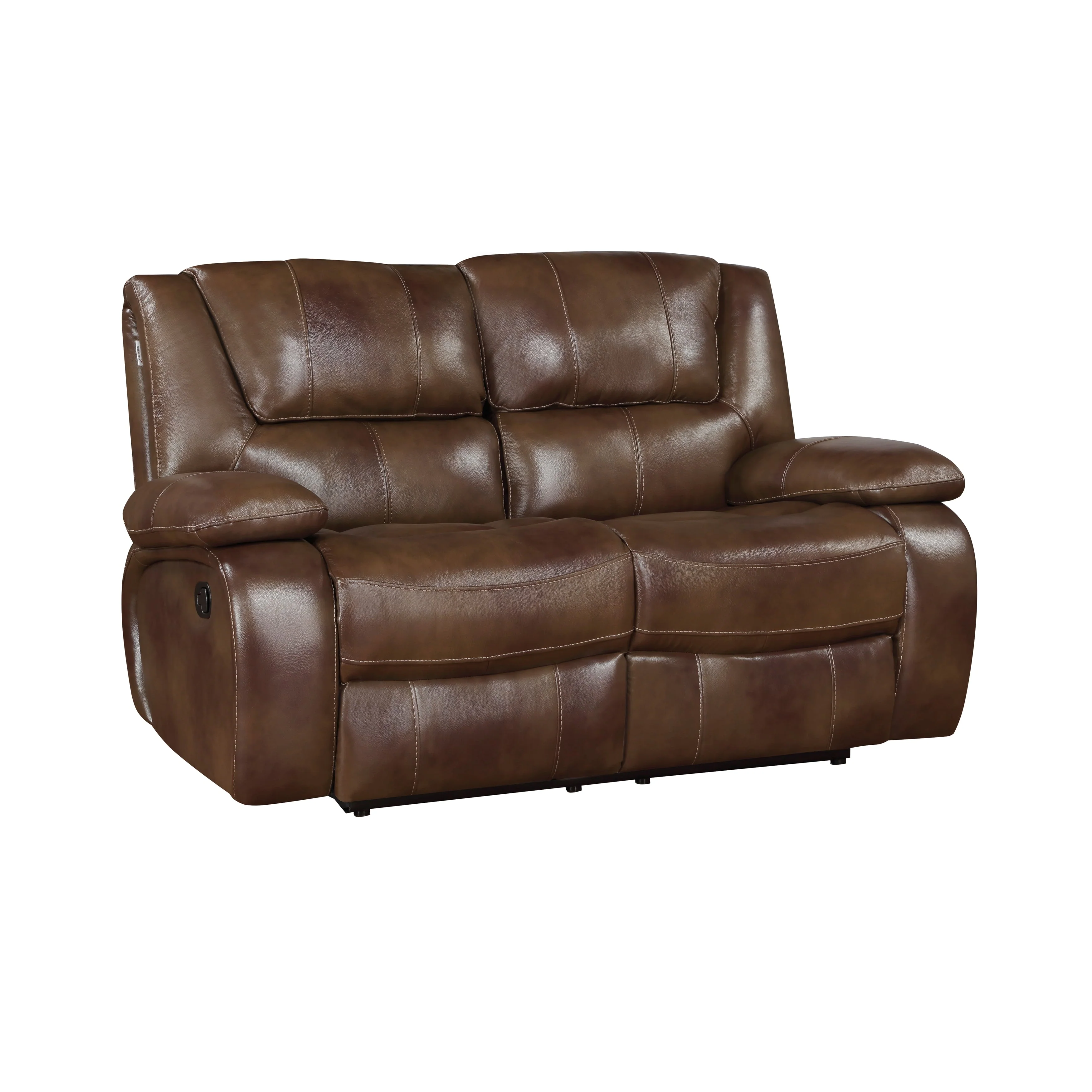 Ellicott Brown Leather Double Reclining Loveseat - Image 3