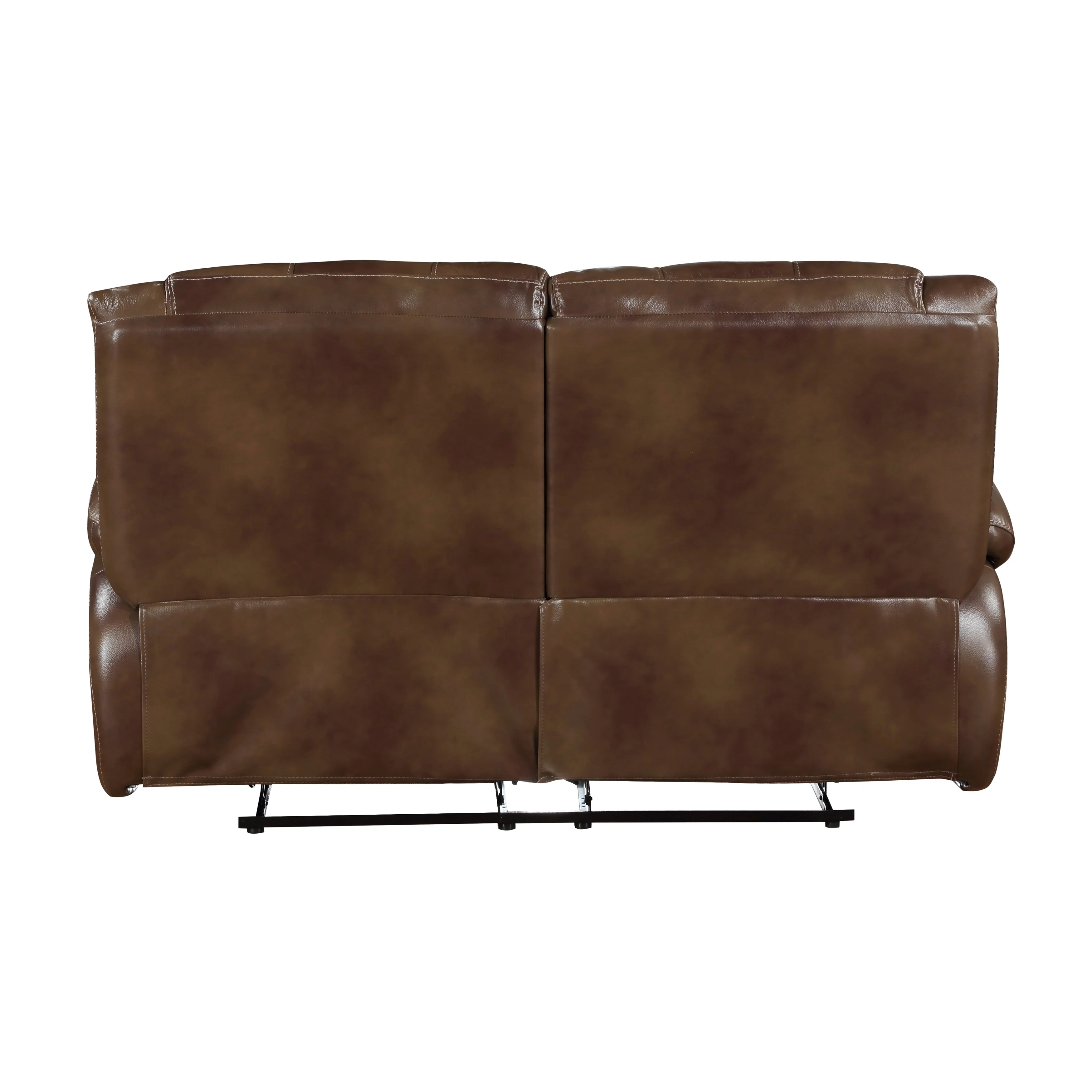 Ellicott Brown Leather Double Reclining Loveseat - Image 4