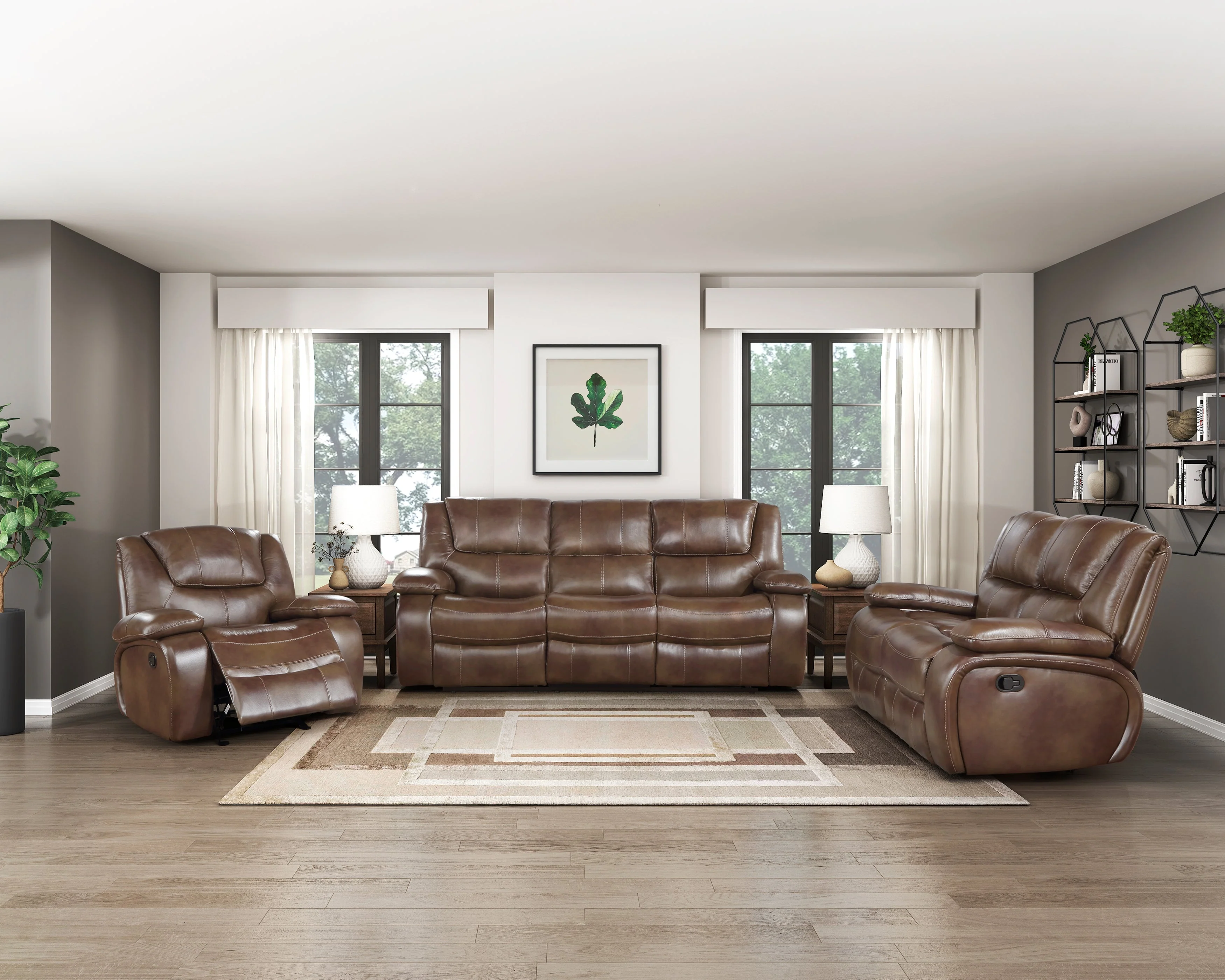Ellicott Brown Leather Glider Reclining Chair - Image 2