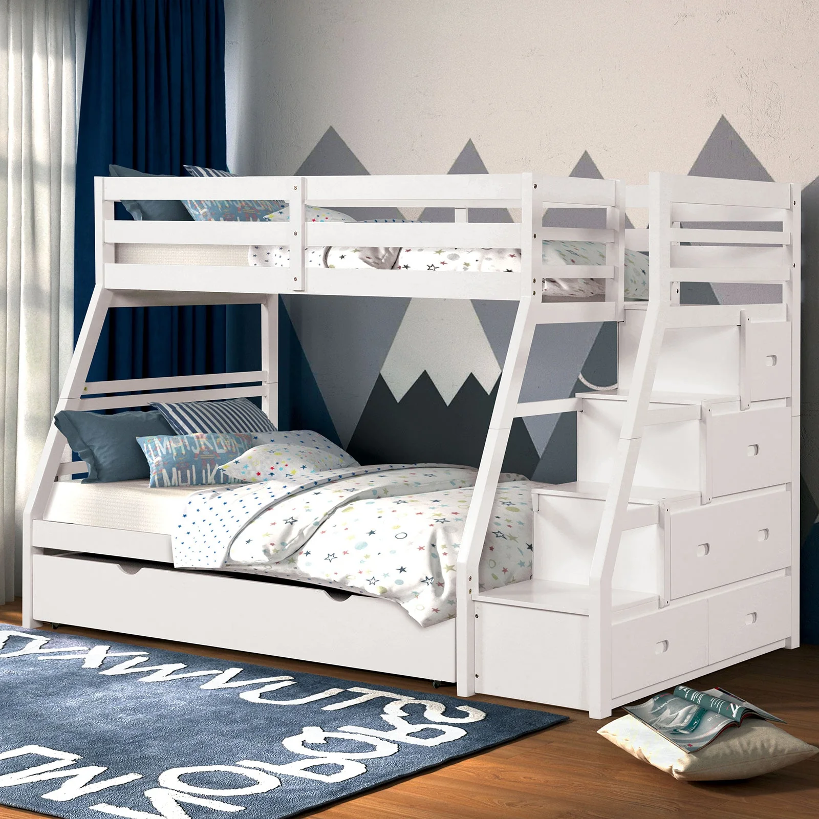 Ellington White Twin/Full Bunk Bed