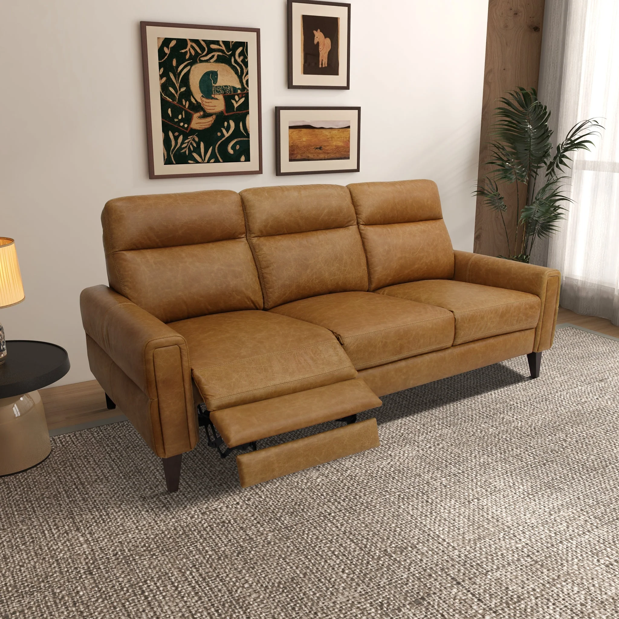 Elliot Incliner Sofa Left - Waxy Tan Leather - Image 3