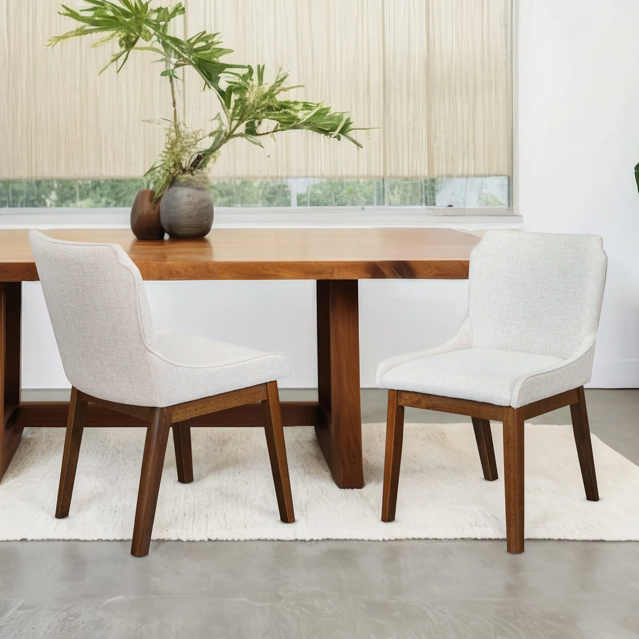Ellis Dining Chair Set of 2 - Beige Linen - Image 2
