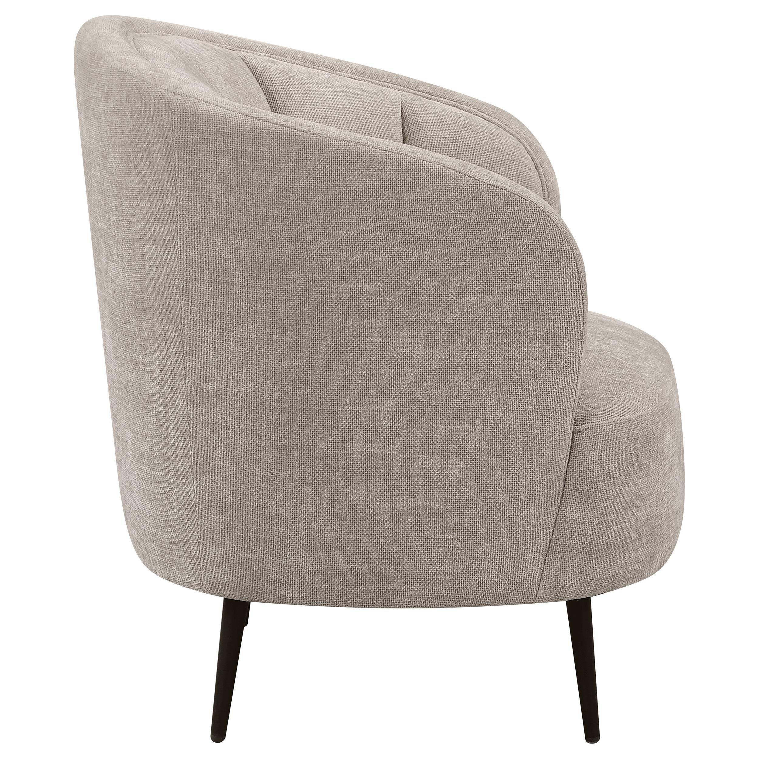 Ellorie Beige Upholstered Channel Back Curved Chair - Image 8