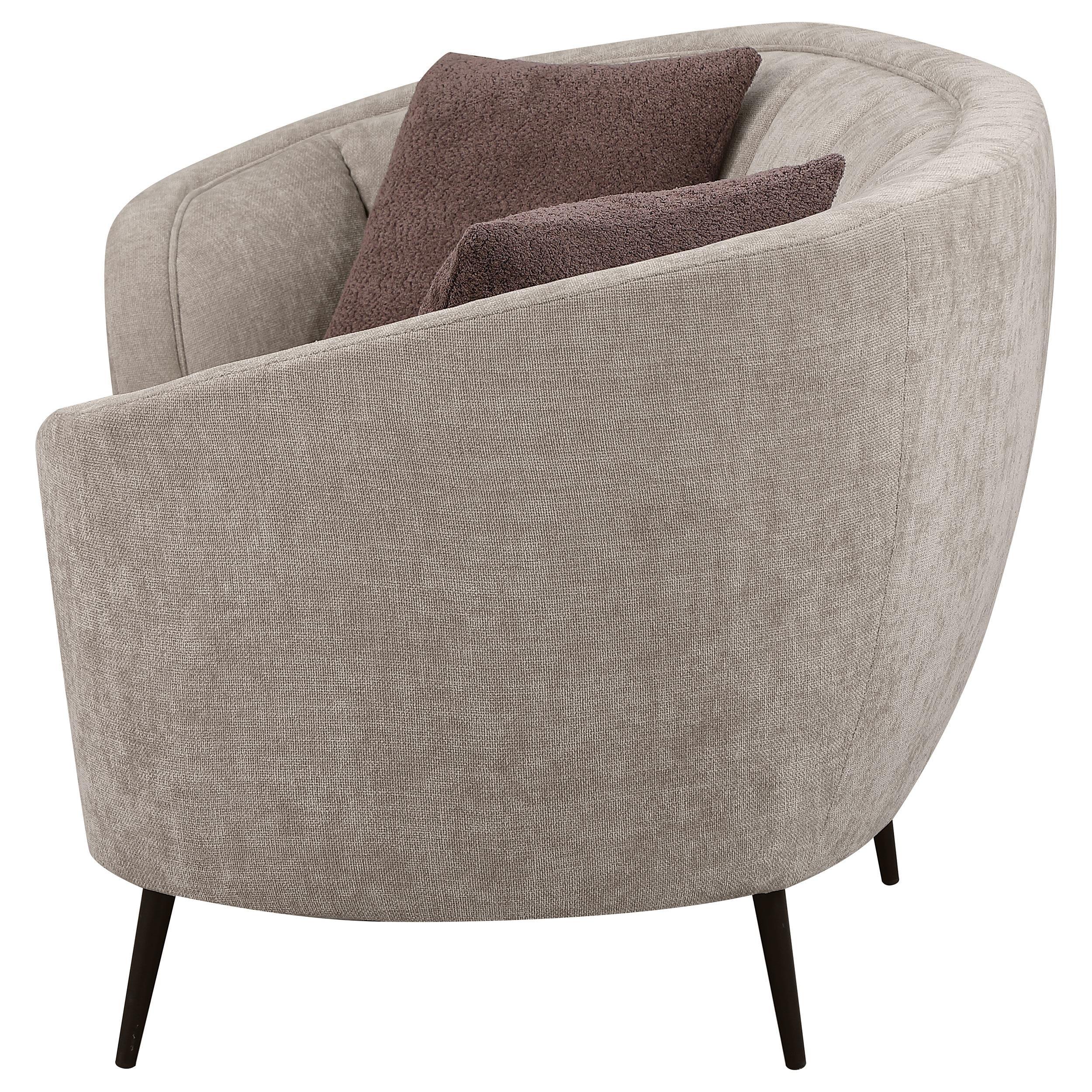 Ellorie Beige Upholstered Channel Back Curved Loveseat - Image 5
