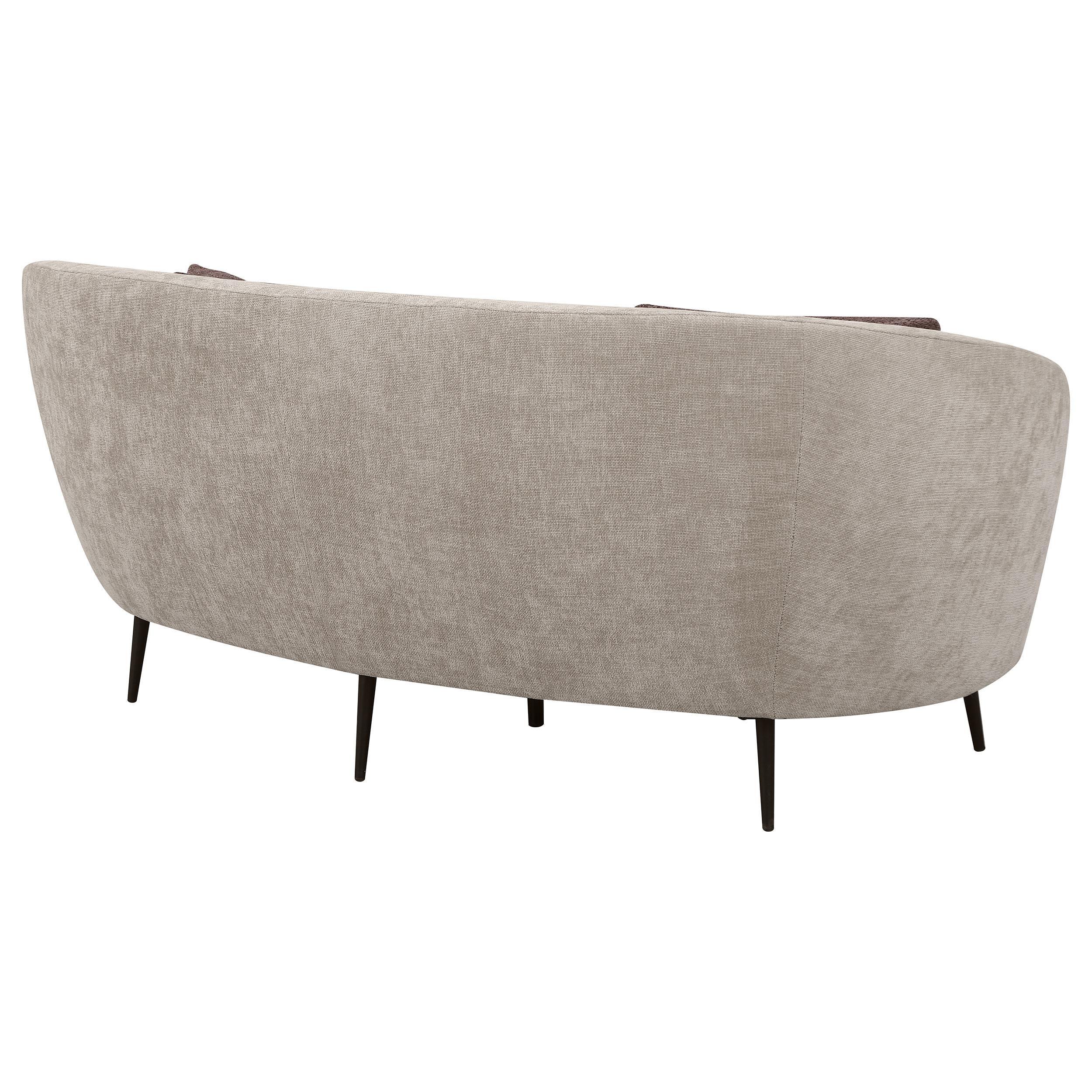 Ellorie Beige Upholstered Channel Back Curved Loveseat - Image 7