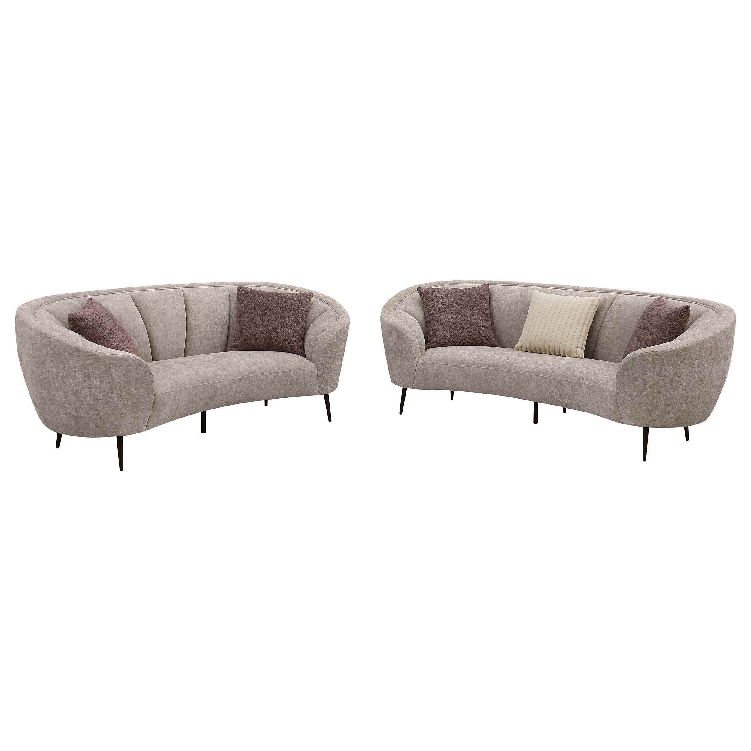 Ellorie Beige Upholstered Curved Living Room Set - Image 2
