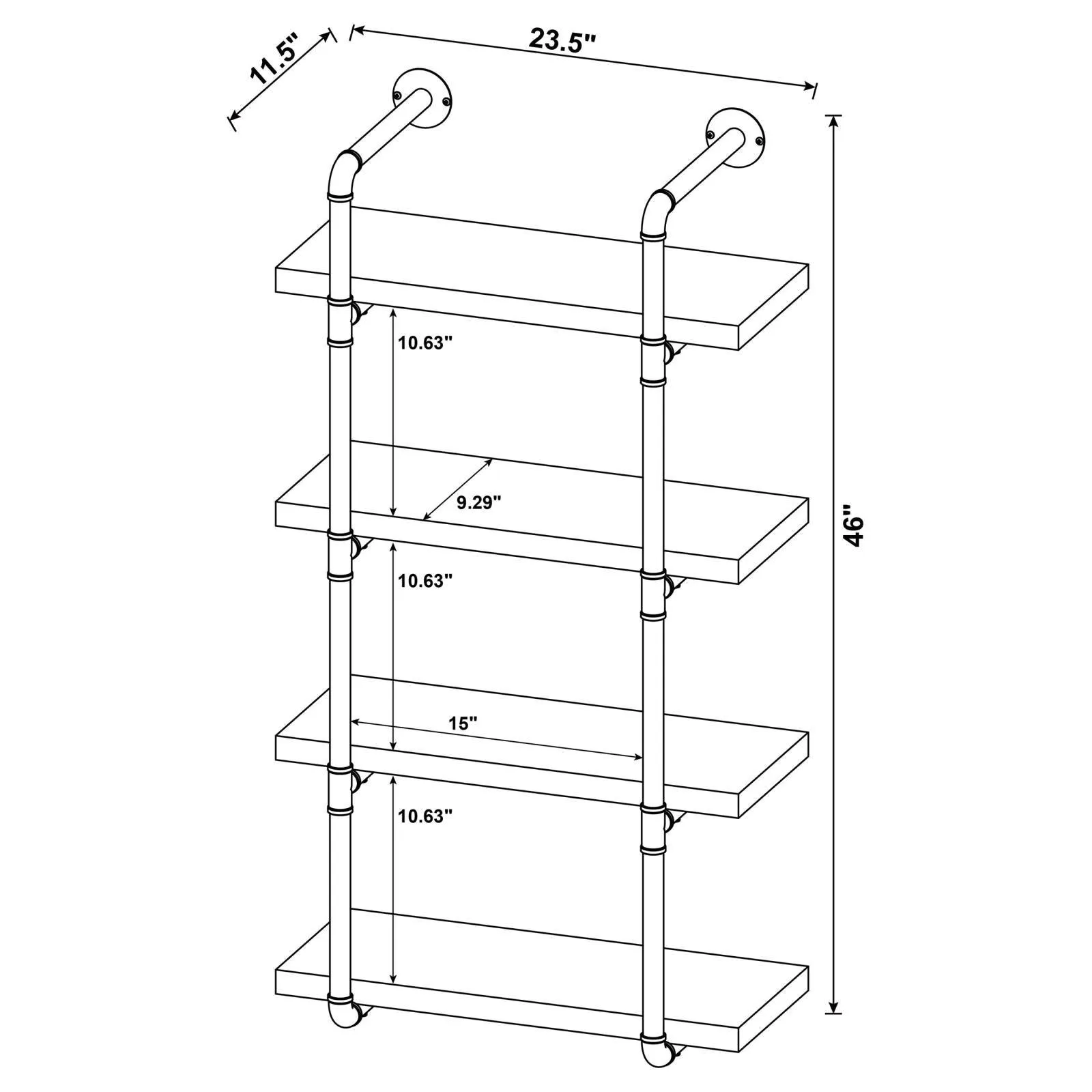 Elmcrest 24-inch Wall Shelf Black/Gray Driftwood - Image 11