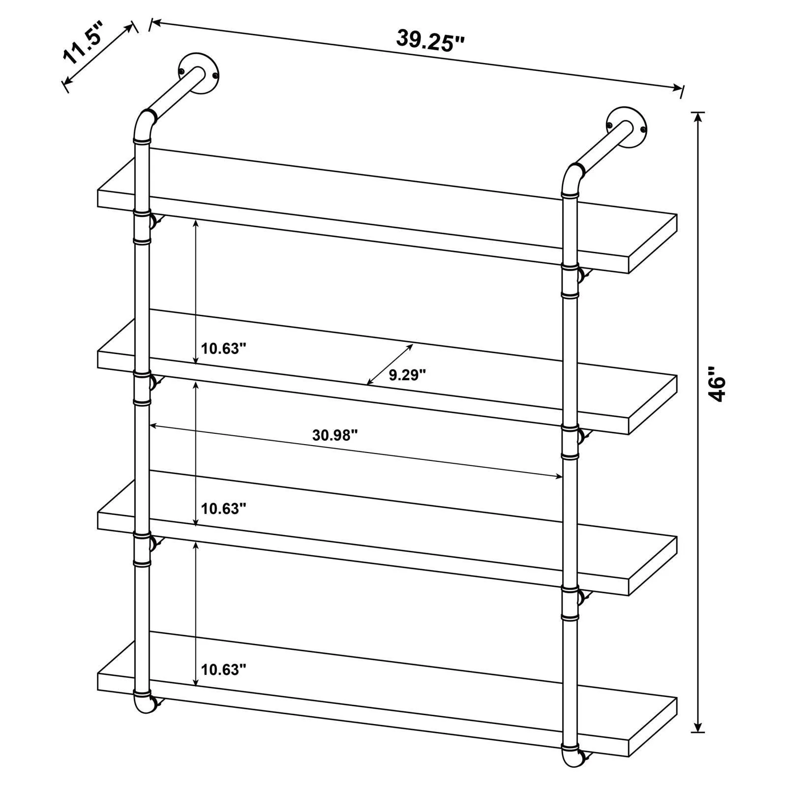 Elmcrest 40-inch Wall Shelf Black/Rustic Oak - Image 11
