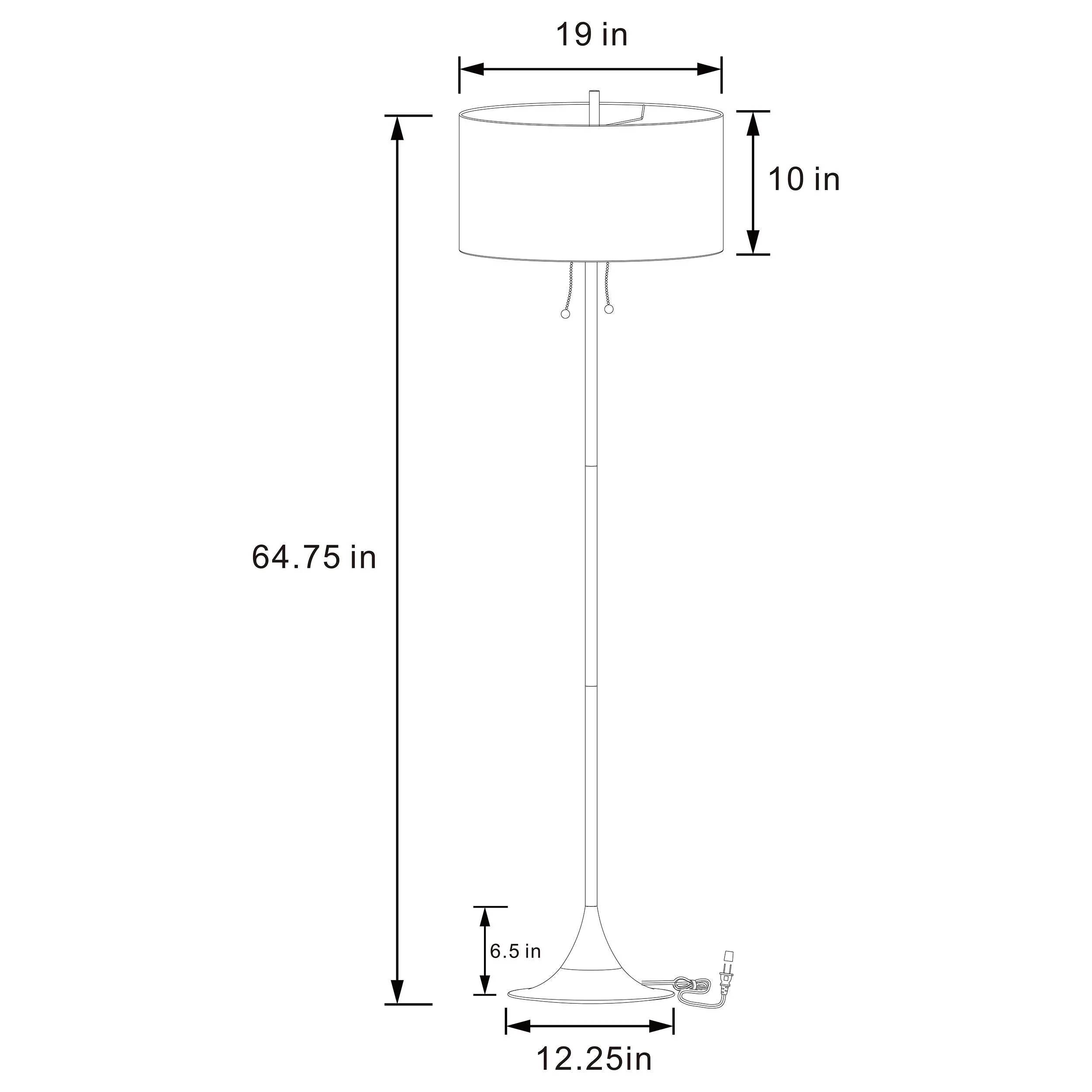 Elmira Gold 65-inch Drum Shade Metal Floor Lamp - Image 3